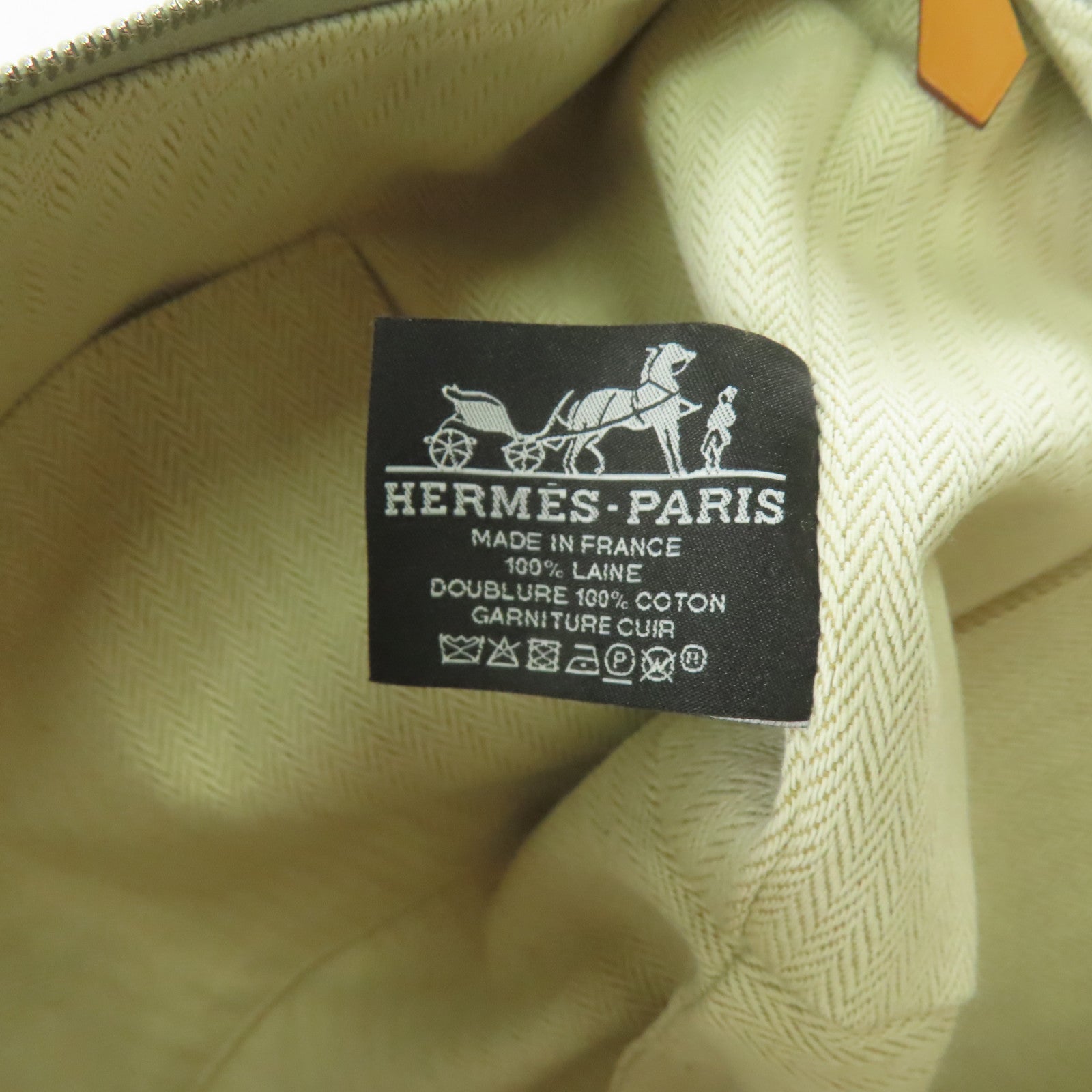 HERMES Toile H帆布Bride a Brac銀扣手挽袋灰色