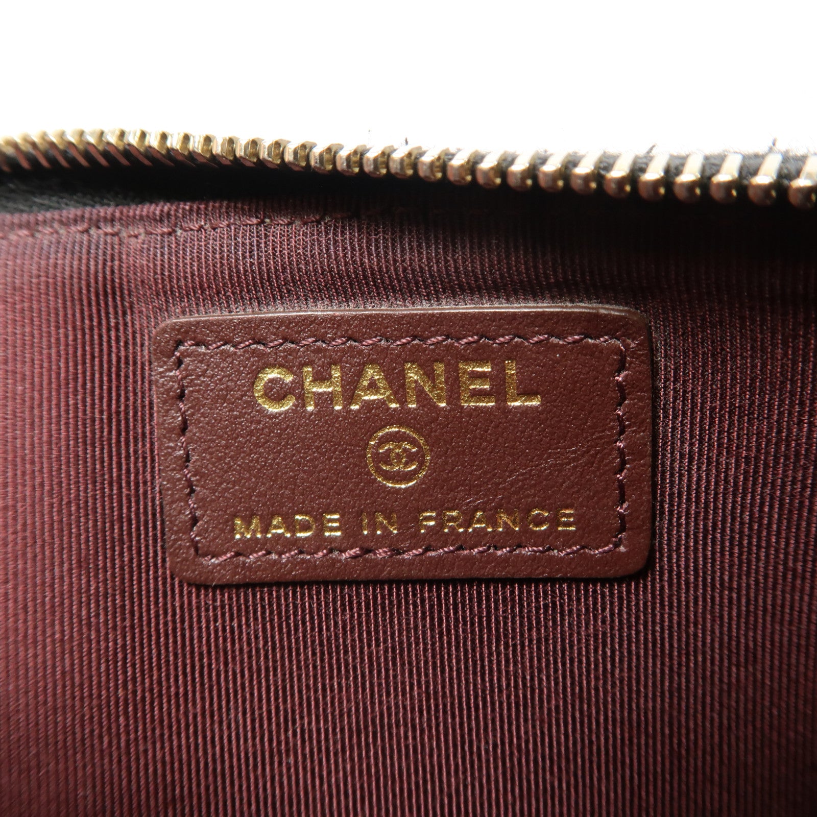 CHANEL 菱格Caviar皮革Zipper Long Wallet金扣拉鍊長錢包黑色