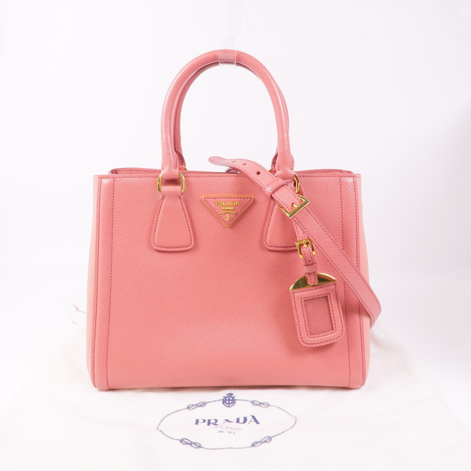 PRADA Saffiano皮革Galleria金扣手挽肩背兩用袋