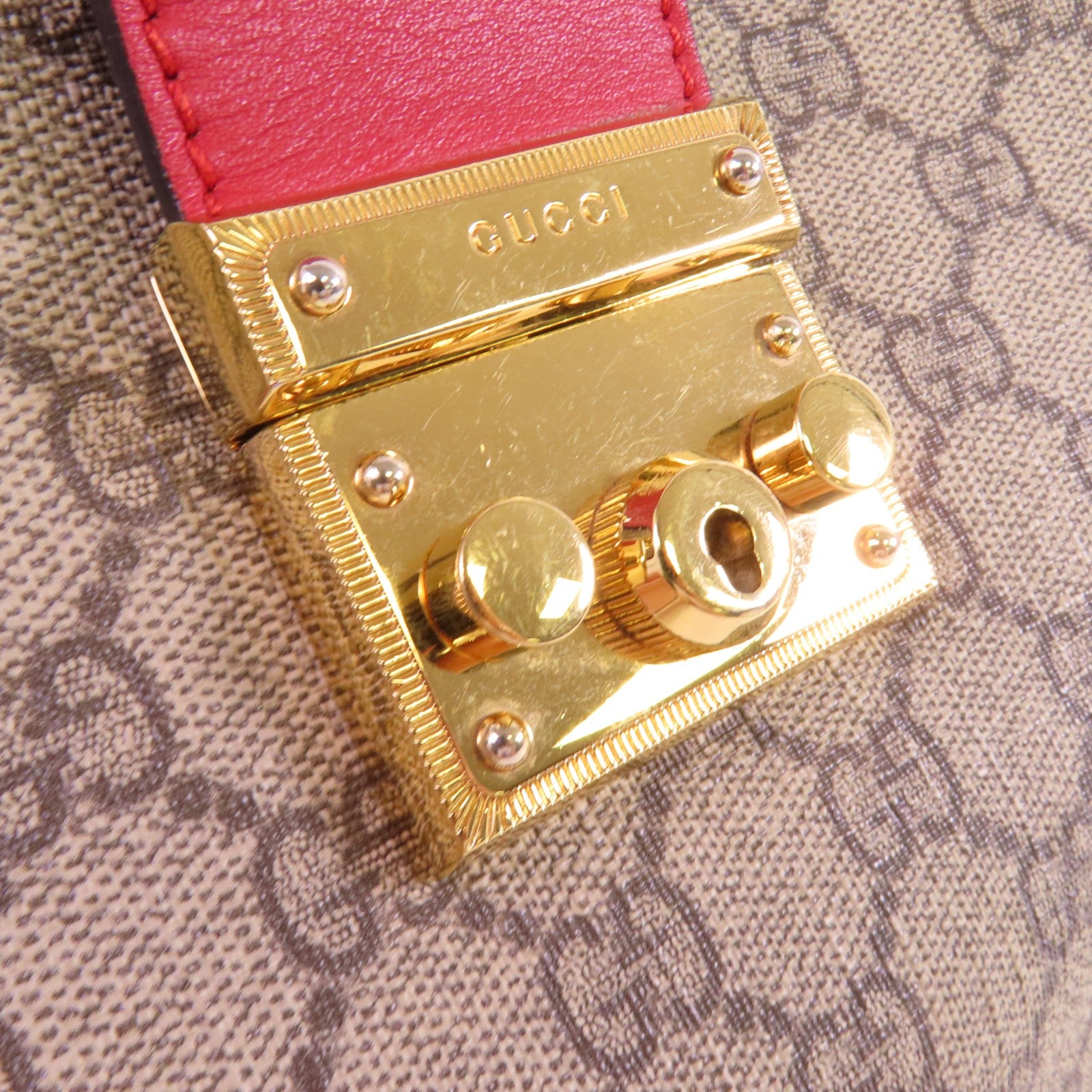 GUCCI GG GHW Padlock GG Chain Shoulder Bag 479197 Coated Canvas