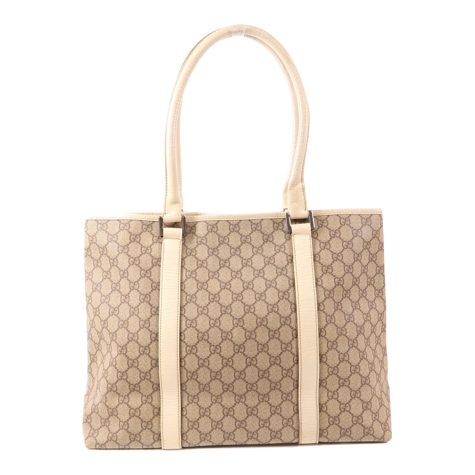 GUCCI 塗層帆布Shoulder Tote銀扣肩背袋/手挽袋