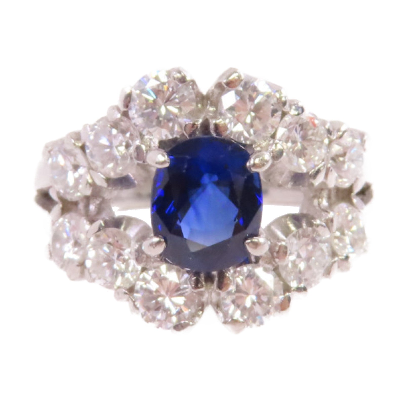JEWELRY 【激減優惠】PT900鉑金/1.79ct藍寶石/2.50ct鑚石Sapphire Diamond Ring戒指US#7.5