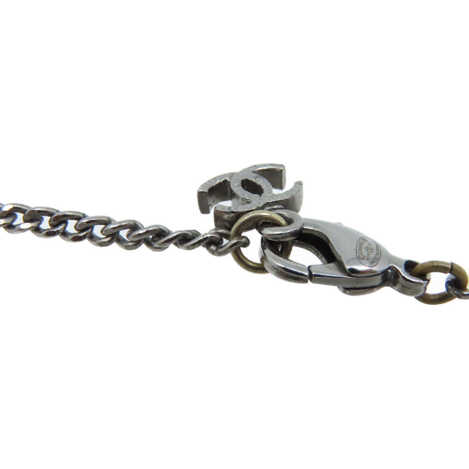 CHANEL 【激減優惠】金屬/仿珍珠CC Logo Pendant Necklace項鏈珍珠色