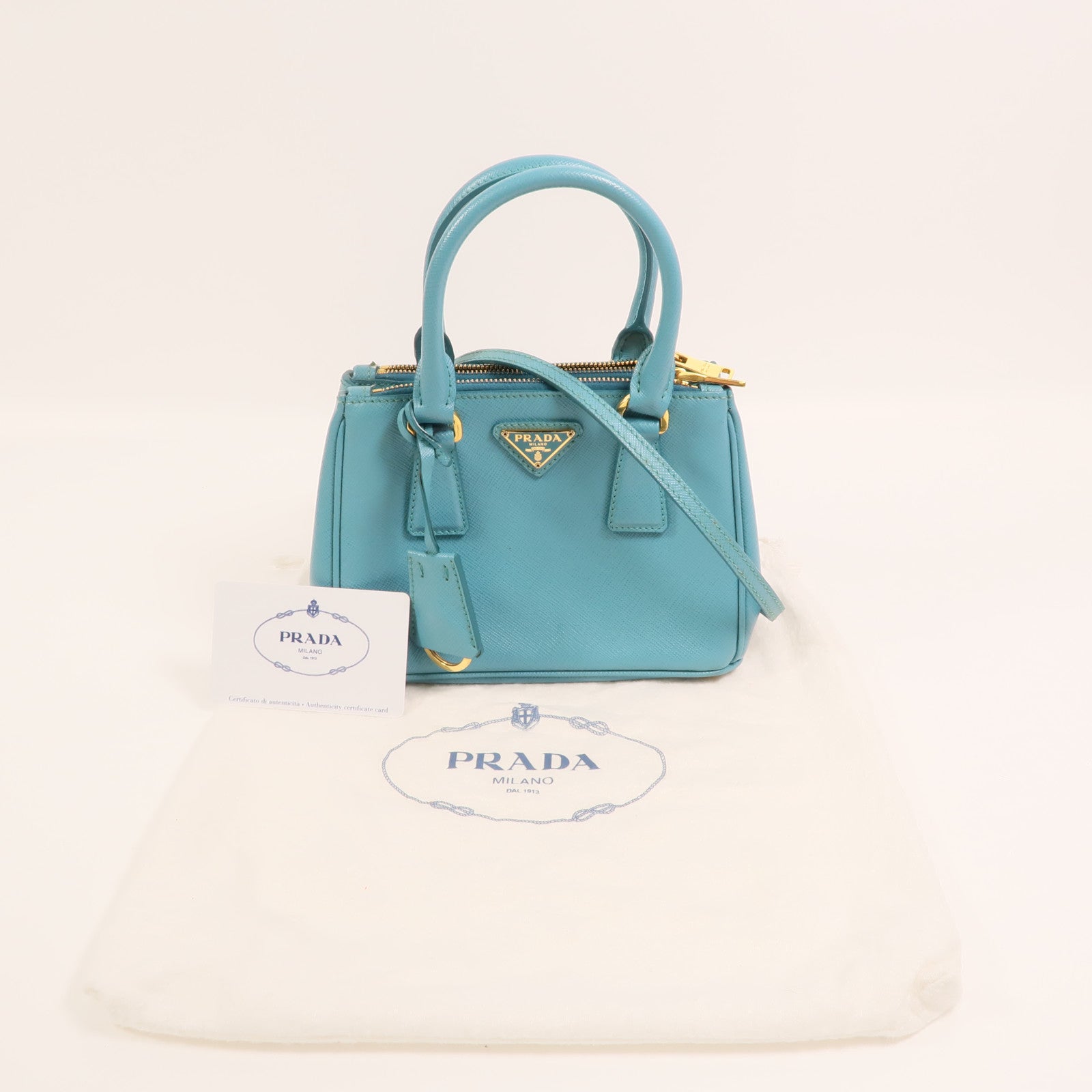 PRADA 【激減優惠】牛皮皮革Micro Galleria金扣手挽肩背兩用袋