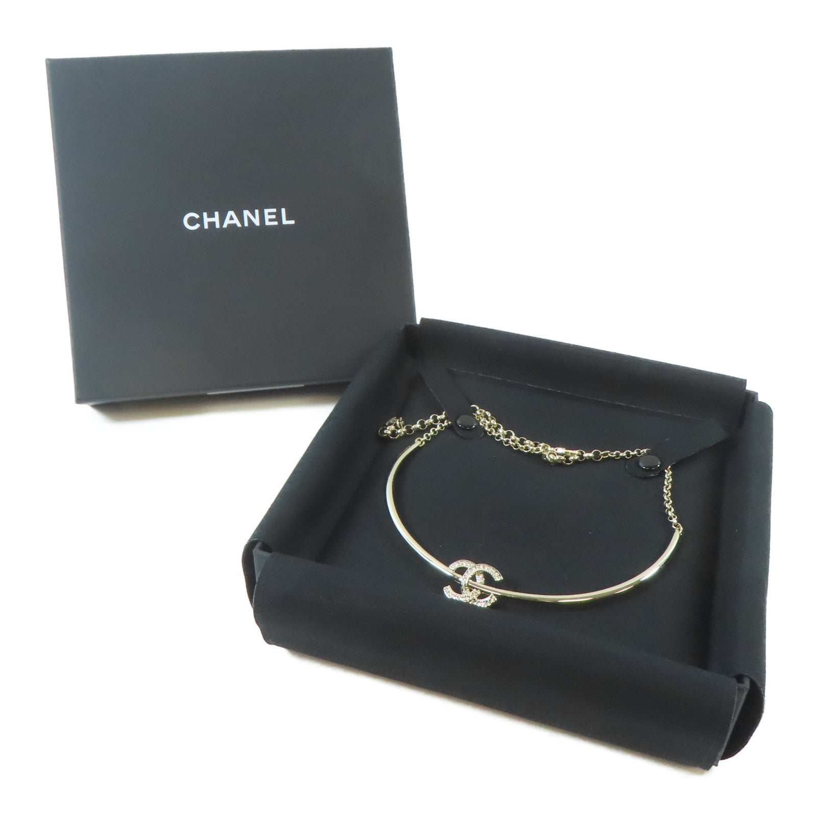 CHANEL 金屬Necklace項鍊銀色#48cm