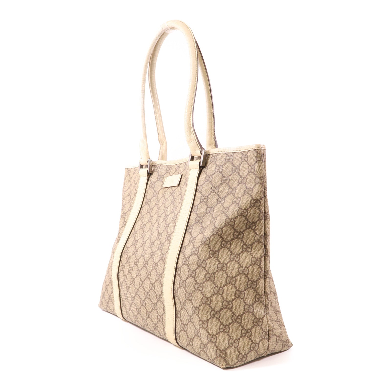GUCCI 塗層帆布Shoulder Tote銀扣肩背袋/手挽袋