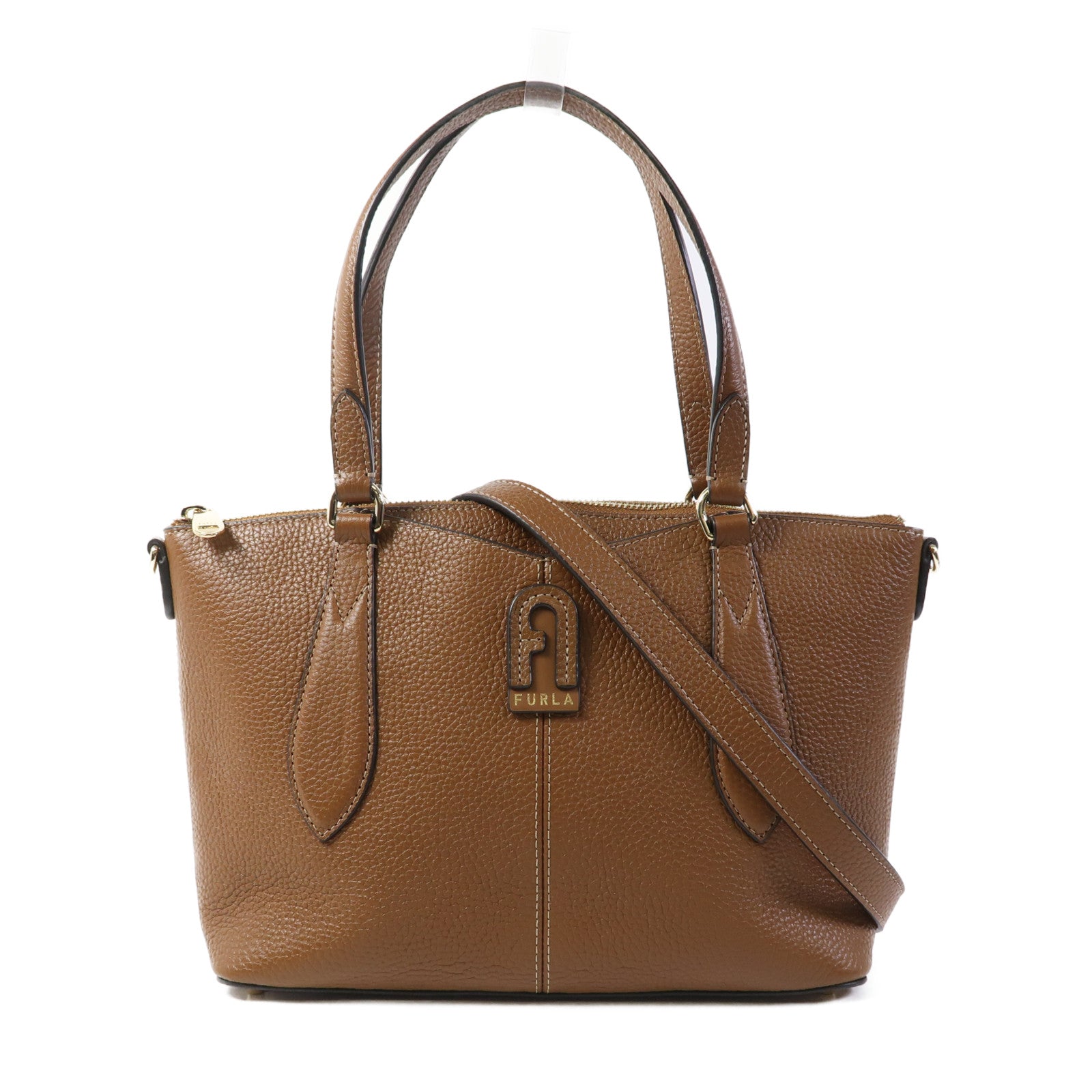 Furla 牛皮皮革Shoulder Bag金扣手挽肩背兩用袋