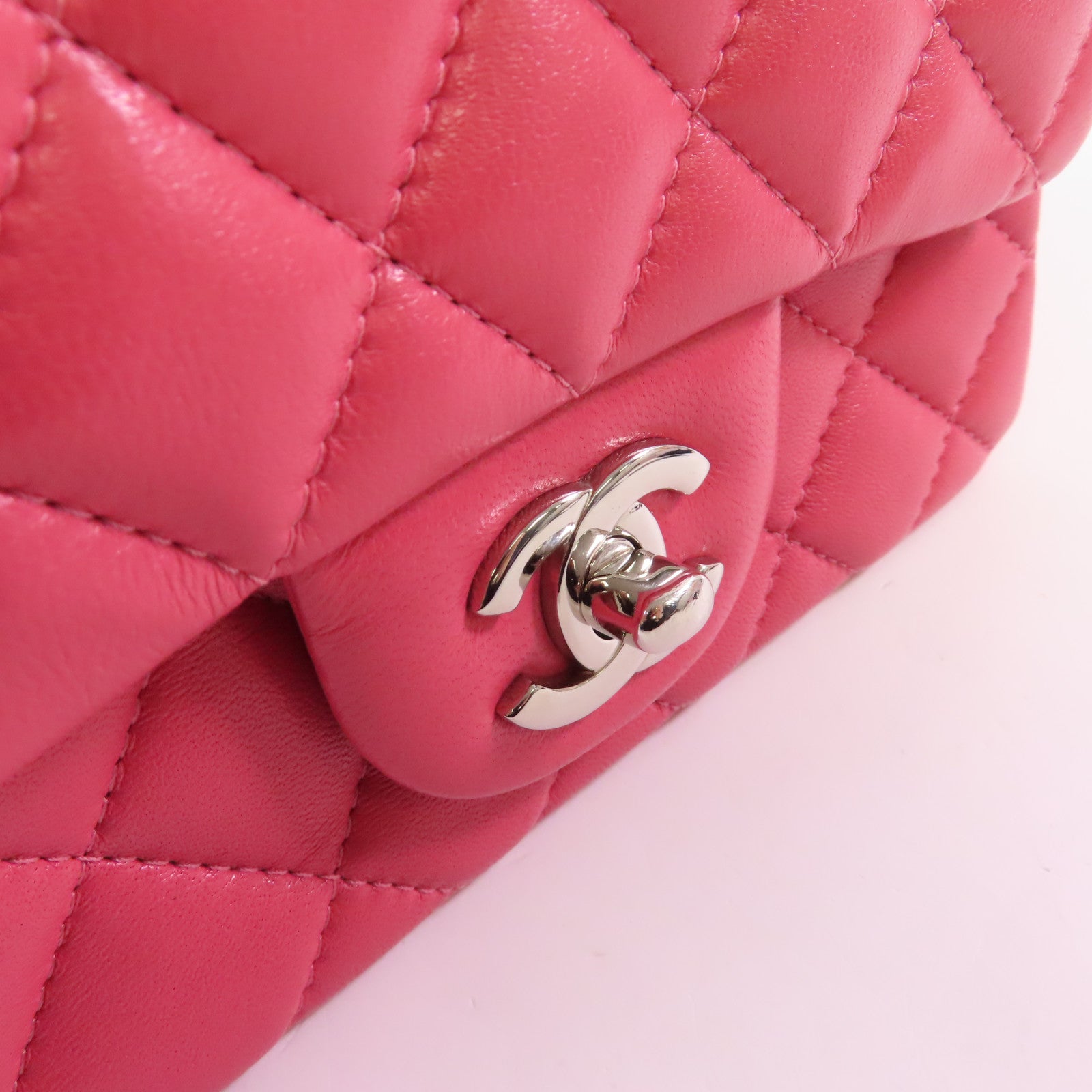 CHANEL CC SHW Mini Classic 17 Chain Shoulder Bag Lambskin Leather