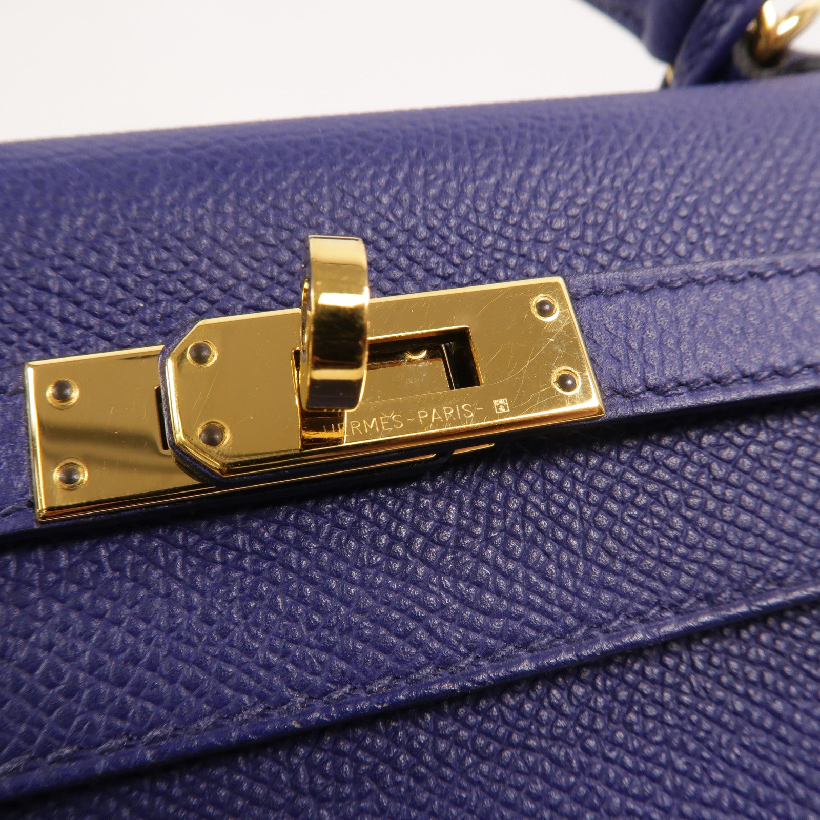 HERMES Epsom皮革Kelly 25手挽肩背兩用袋Bleu Encre