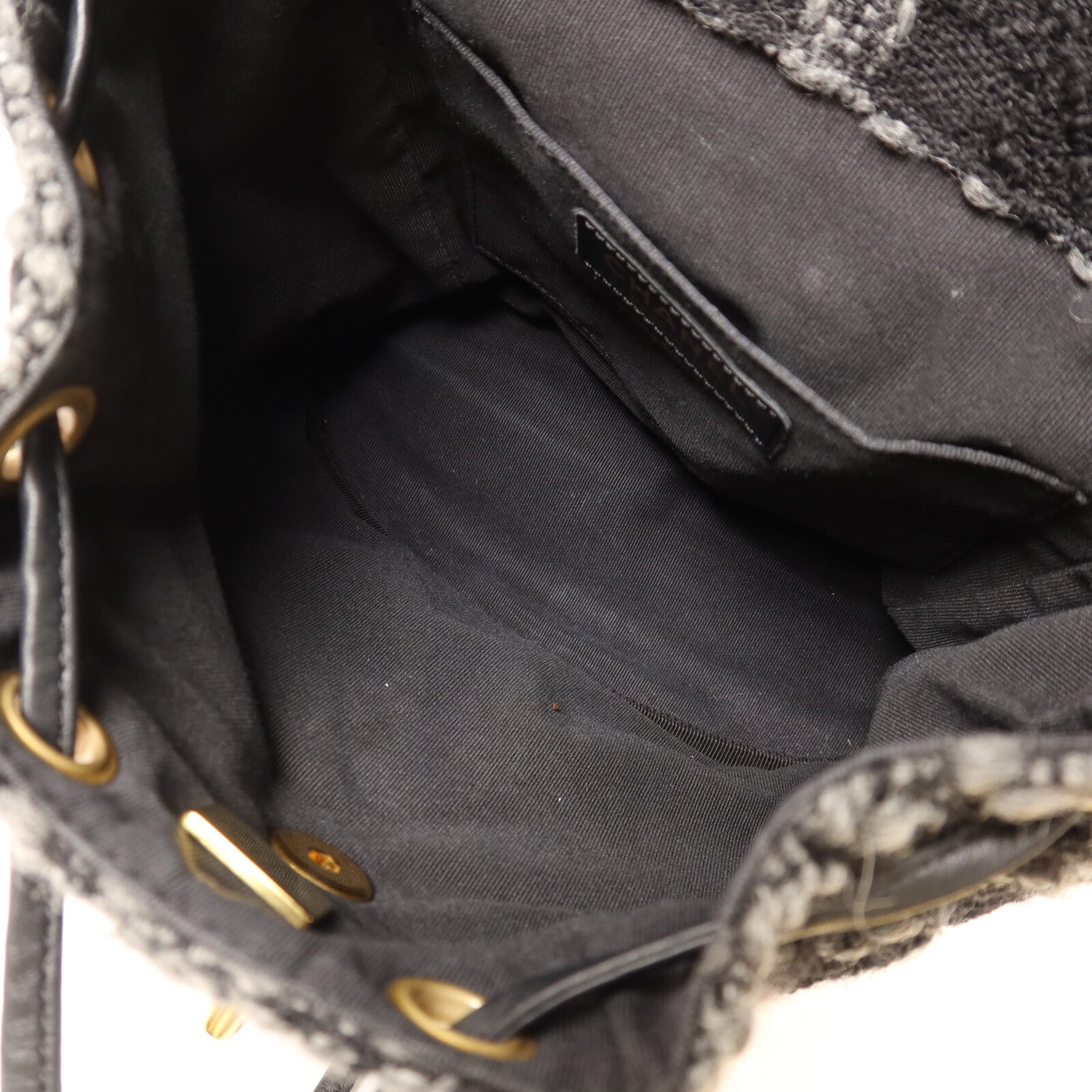 CHANEL Tweed Duma Tweed Backpack金扣鏈帶背包