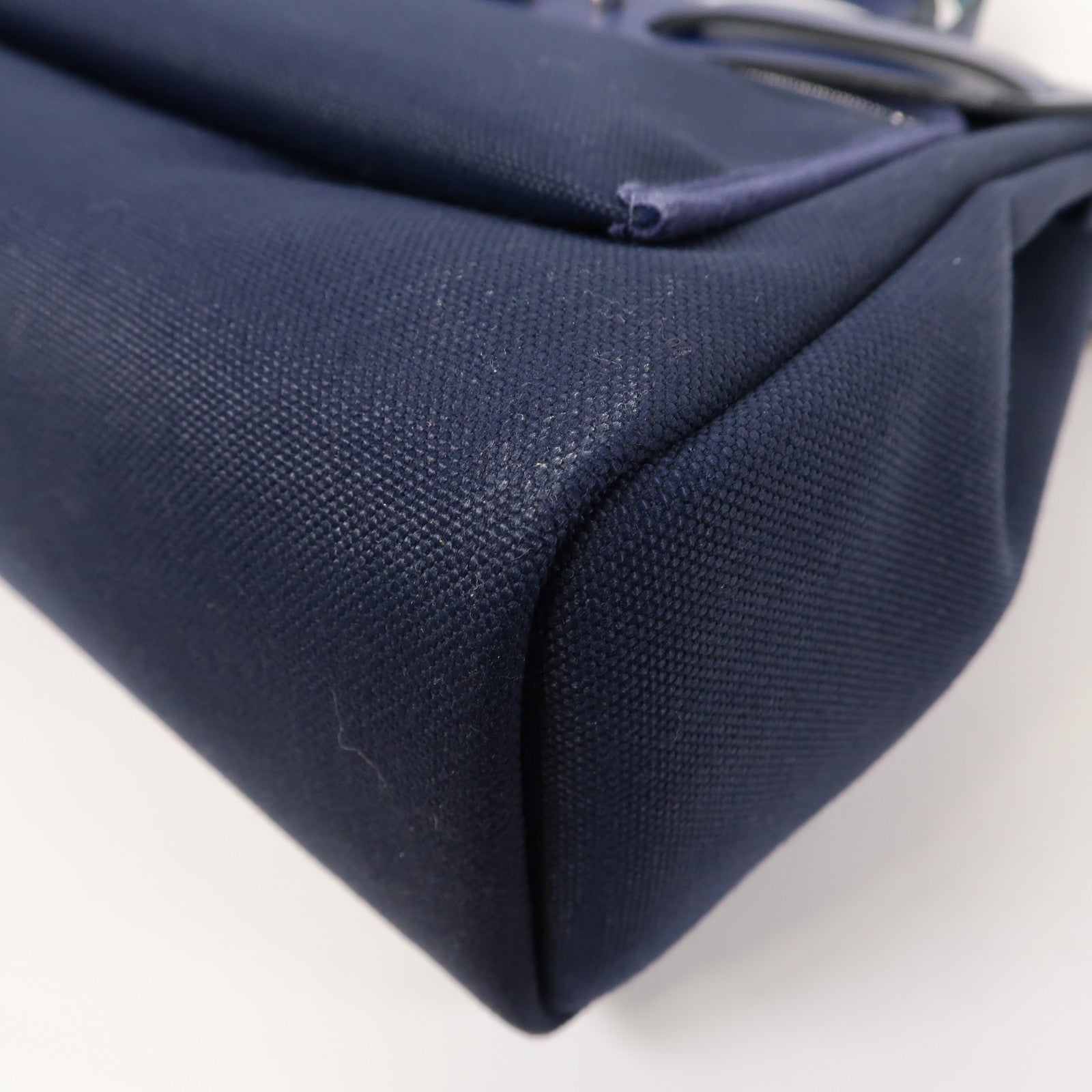 HERMES 帆布/皮革Herbag PM銀扣手挽肩背兩用袋寶石藍色