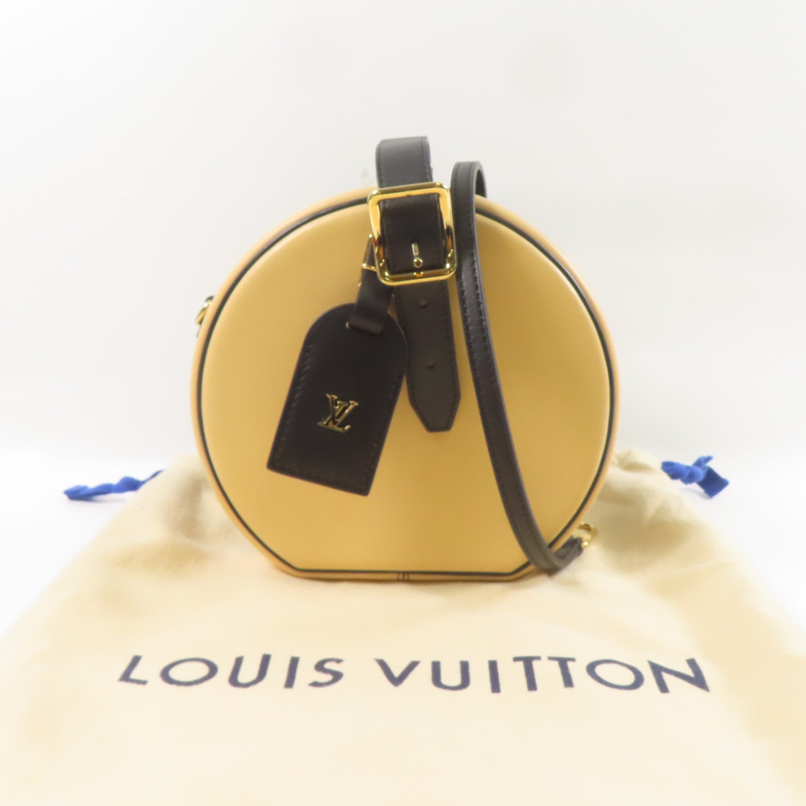 LOUIS VUITTON 牛皮皮革Petite Boite Chapeau金扣手挽肩背兩用袋啡色/黑色