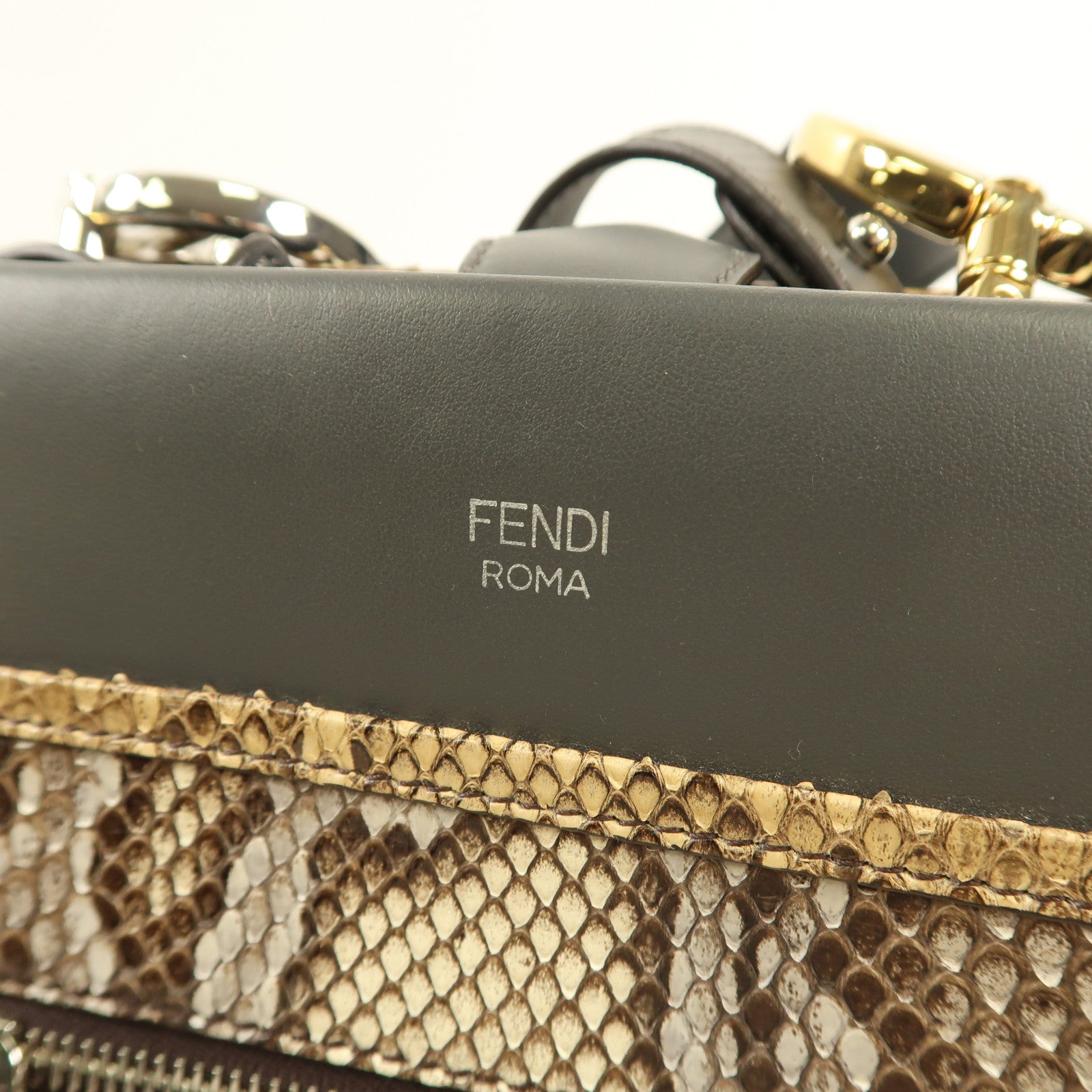 FENDI 蛇皮皮革Runaway銀扣手挽肩背兩用袋