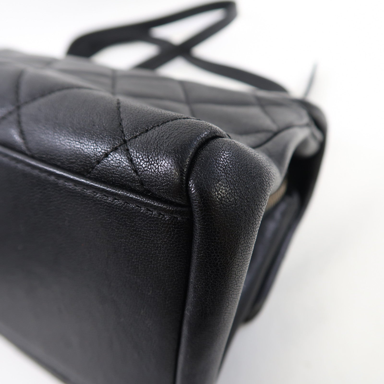 CHANEL 菱格牛皮皮革Shoulder Bag金扣手挽肩背兩用袋黑色