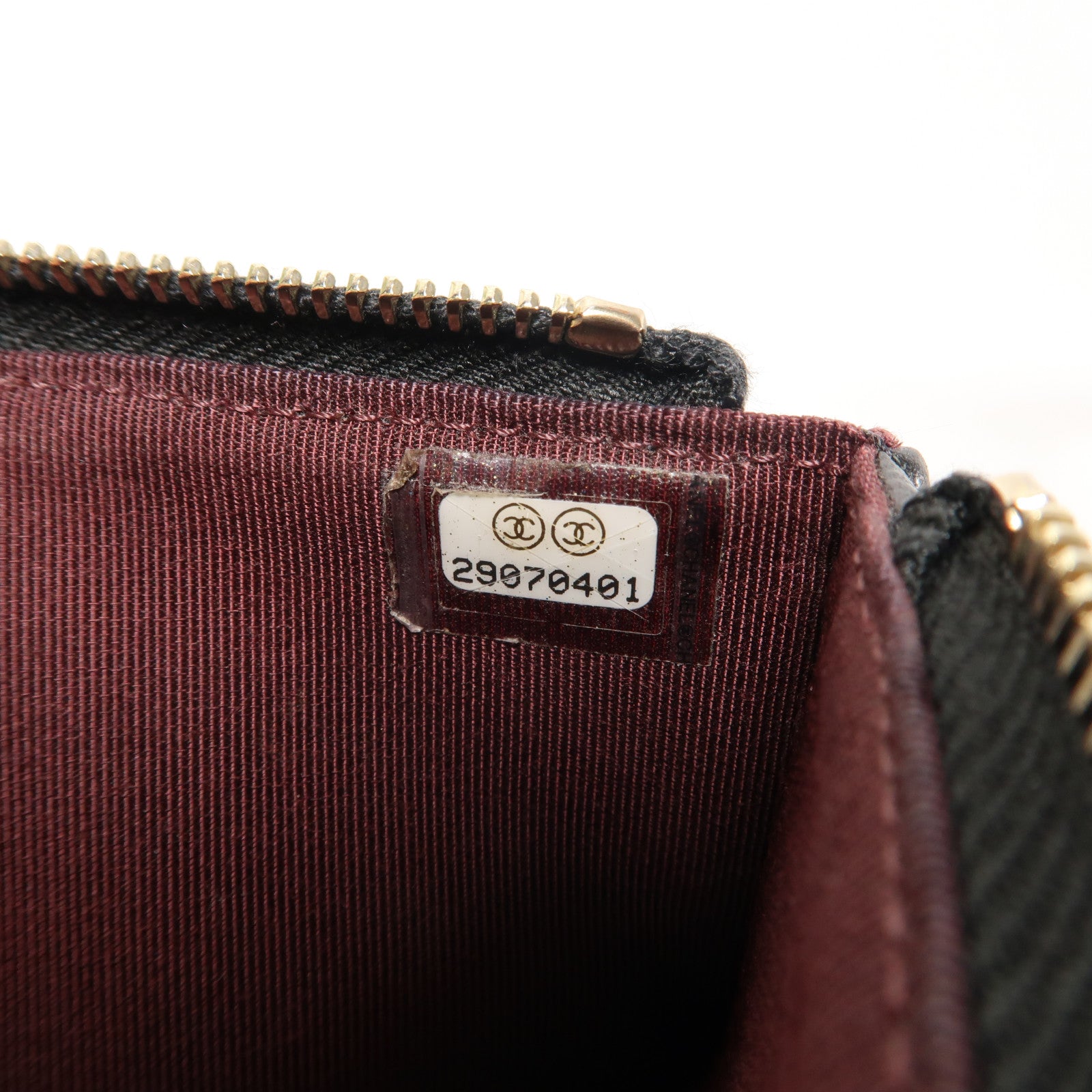 CHANEL 菱格Caviar皮革Zipper Long Wallet金扣拉鍊長錢包黑色