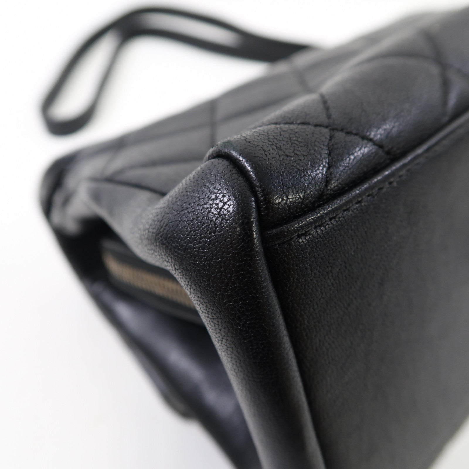 CHANEL 菱格牛皮皮革Shoulder Bag金扣手挽肩背兩用袋黑色