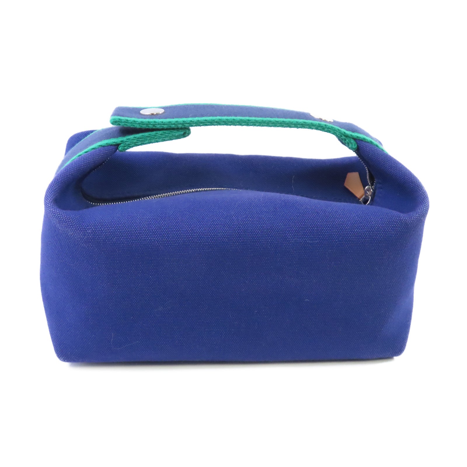 HERMES 帆布Bride-a-Brac Small Handbag銀扣手挽袋寶藍色/綠色