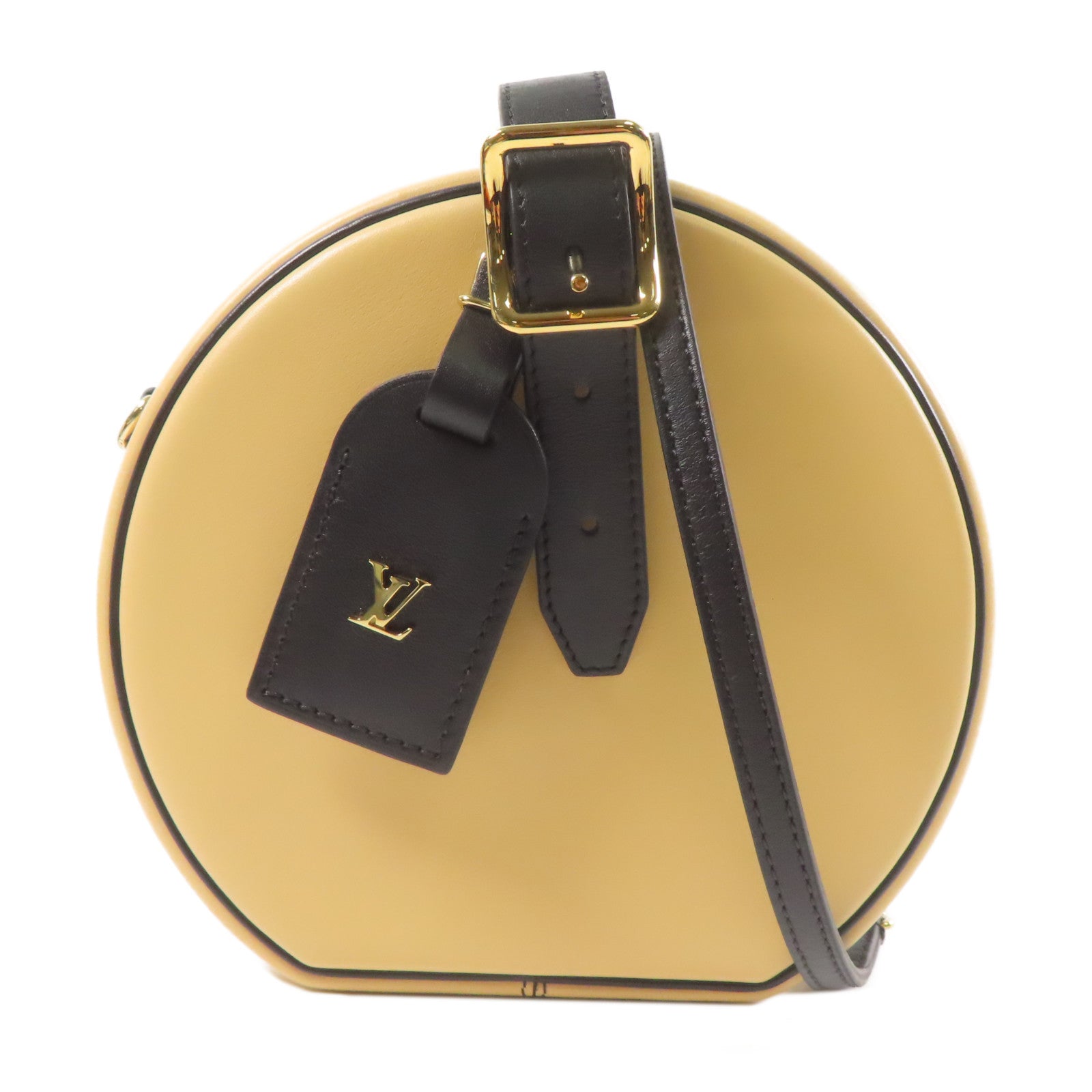 LOUIS VUITTON 牛皮皮革Petite Boite Chapeau金扣手挽肩背兩用袋啡色/黑色