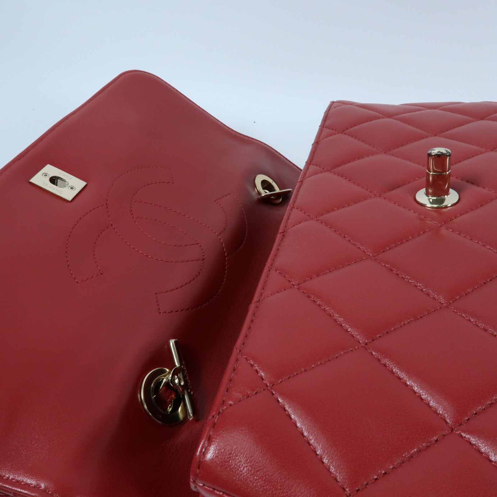 CHANEL 羊皮皮革Trendy CC金扣鏈帶手挽肩背兩用袋