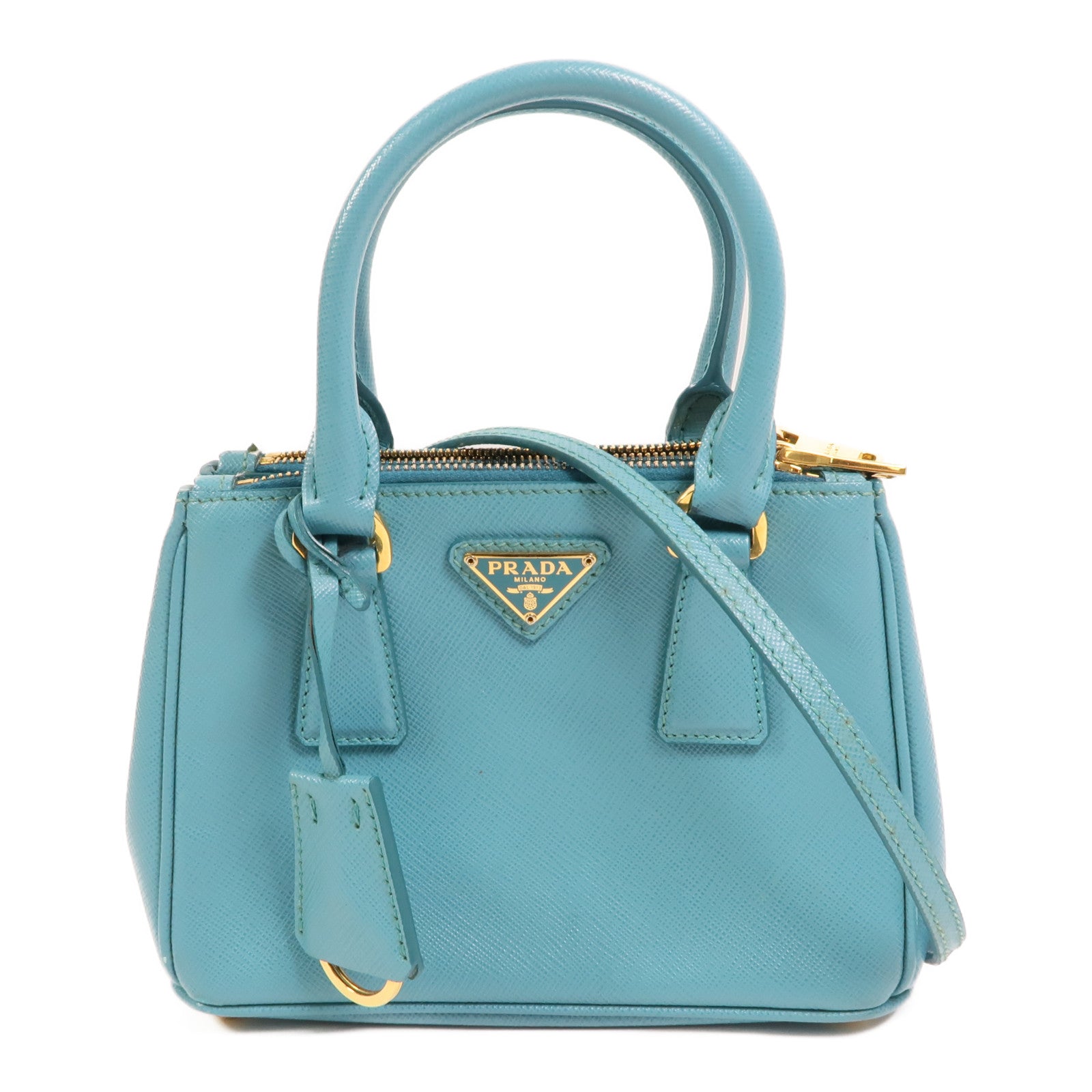 PRADA 【激減優惠】牛皮皮革Micro Galleria金扣手挽肩背兩用袋