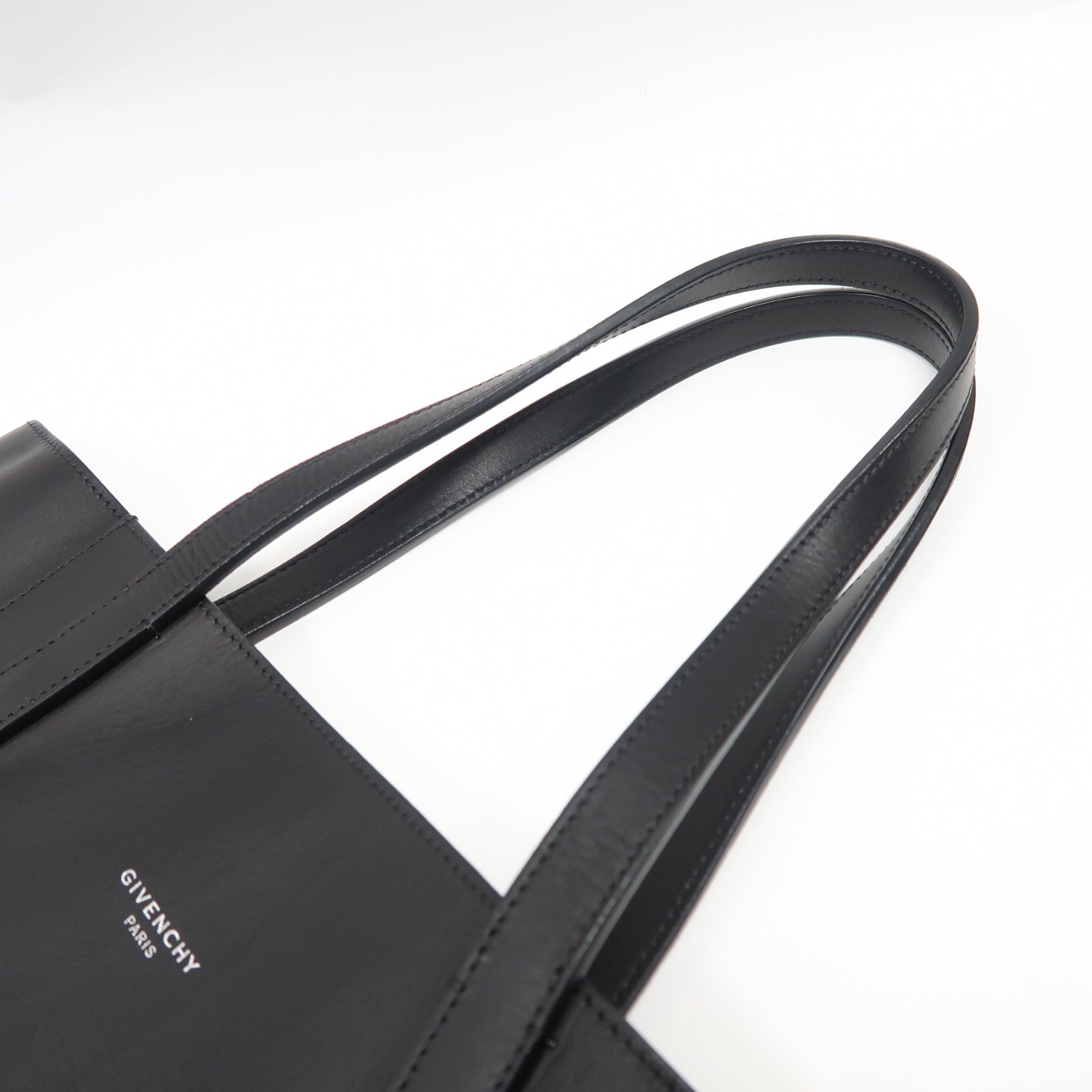 GIVENCHY 牛皮皮革Shoulder Bag銀扣手挽肩背兩用袋黑色