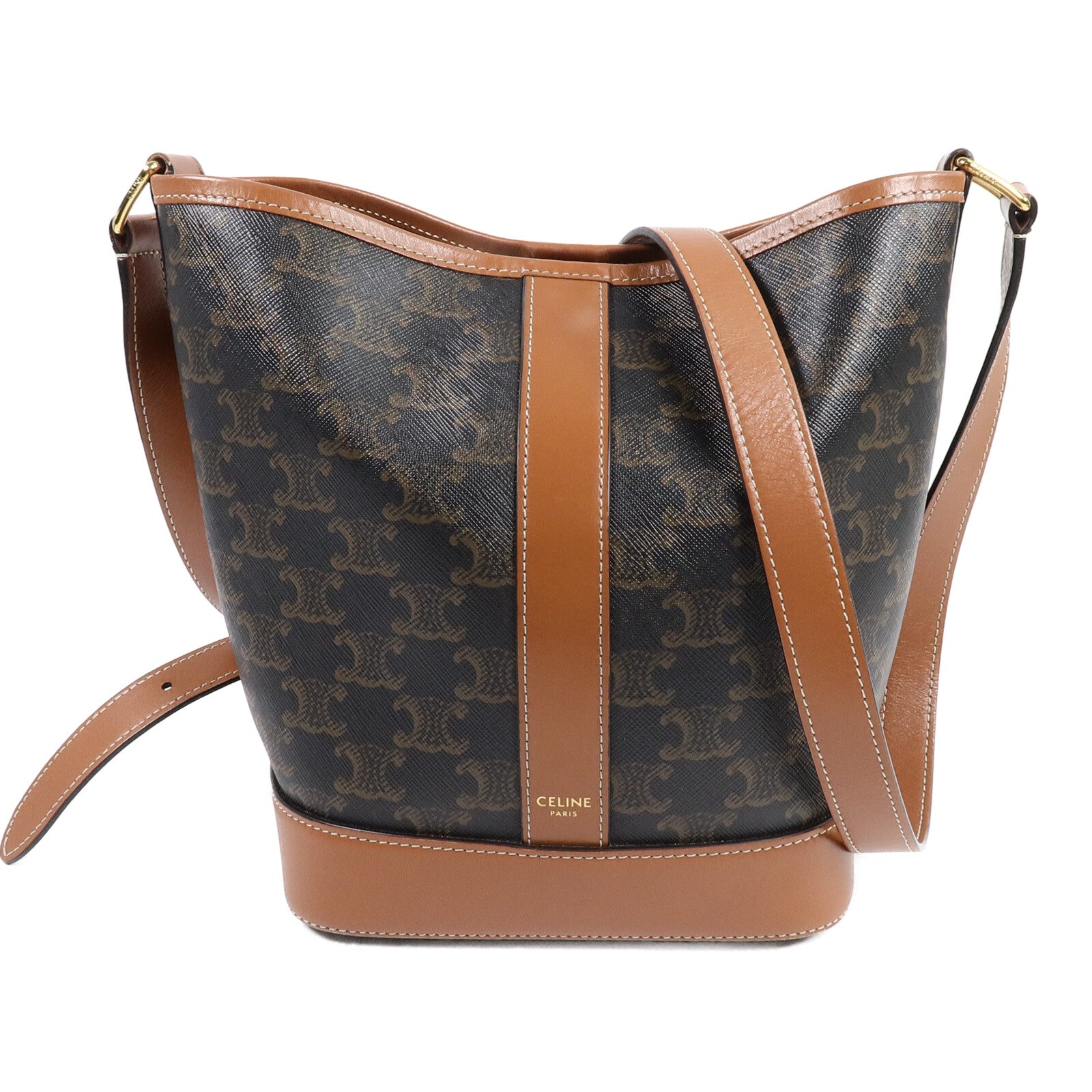 CELINE 塗層帆布Triomphe Small Bucket Bag肩背袋