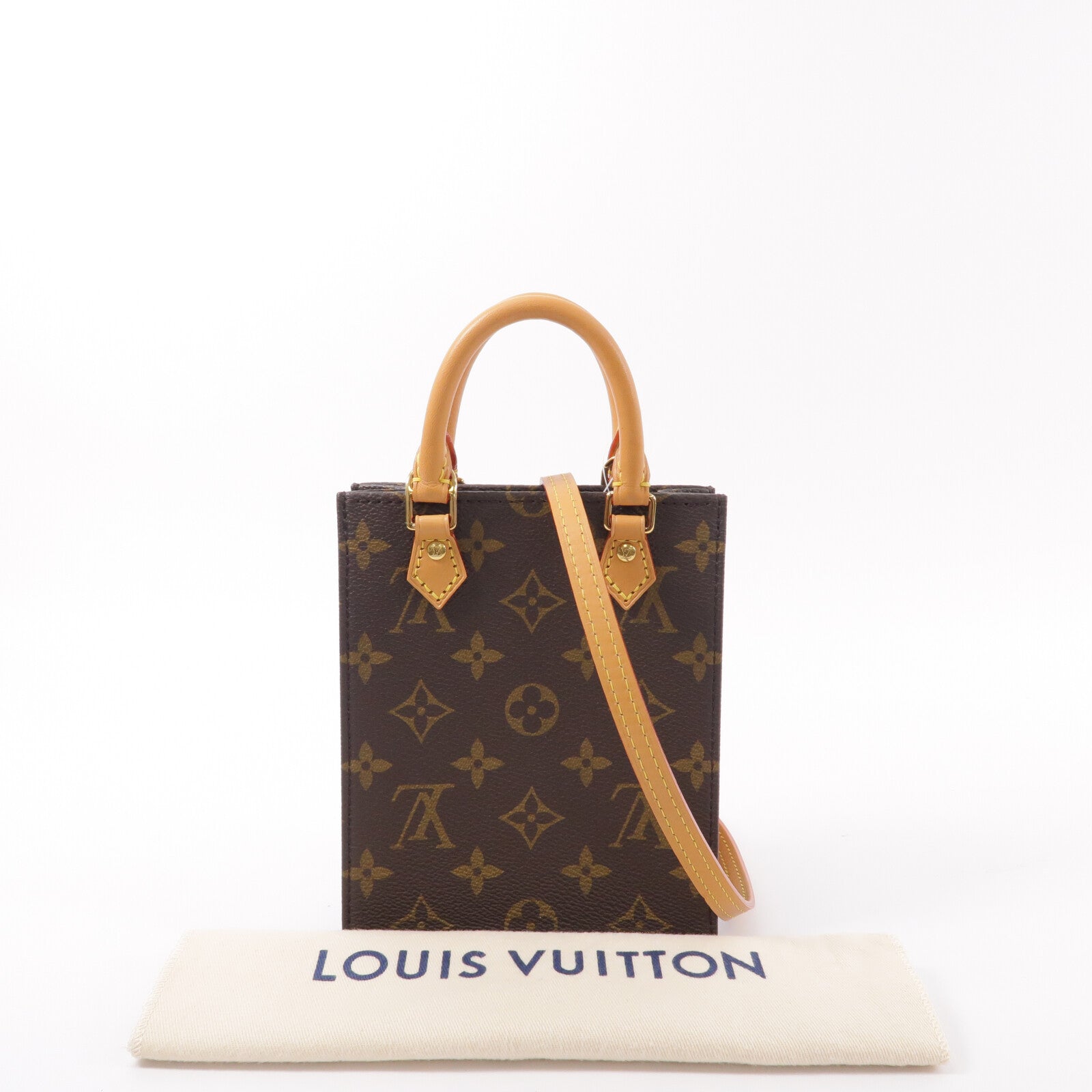LOUIS VUITTON Monogram Petit Sac Plat手挽肩背兩用袋