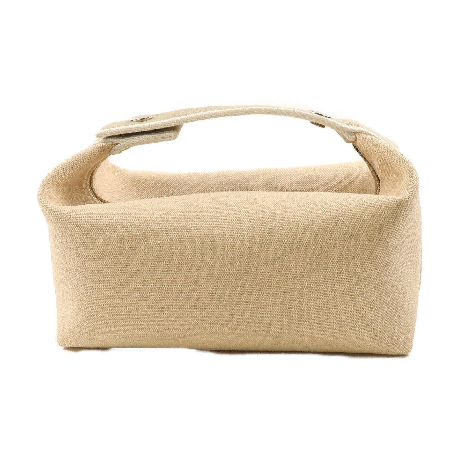 HERMES 帆布Bride A Brac Case銀扣手拿包米色