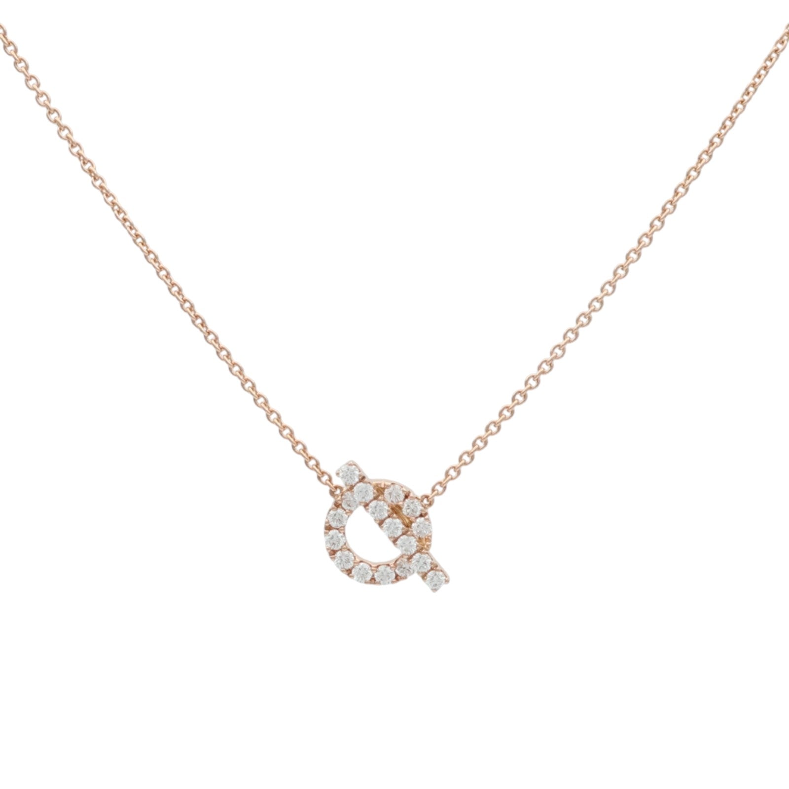 HERMES 18K玫瑰金Finesse Pendant鑽石項鍊