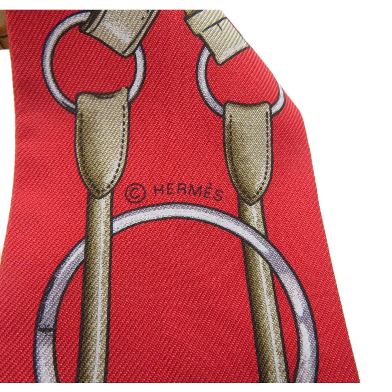 HERMES 絲質Twilly絲巾紅色/黃色