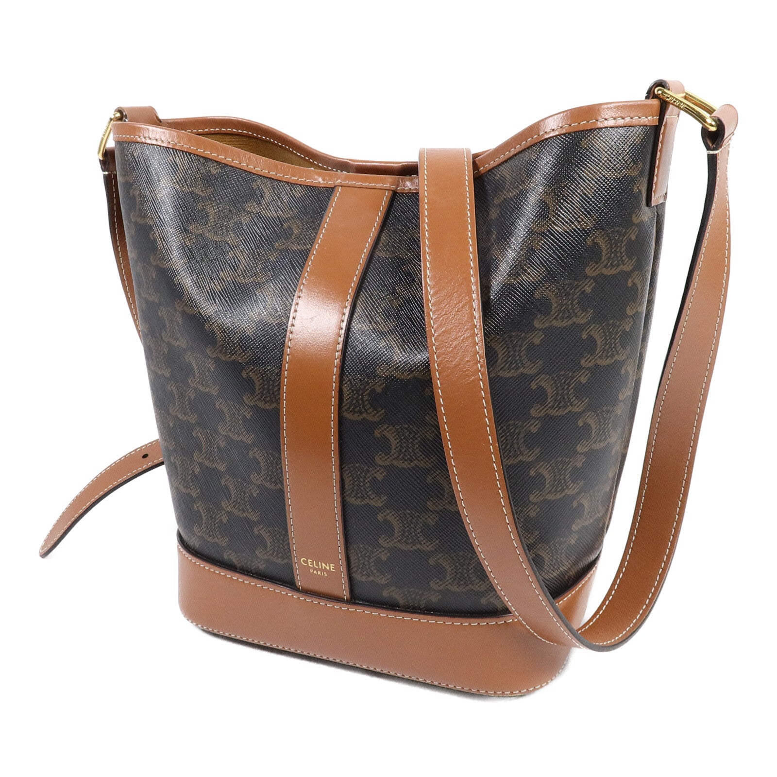CELINE 塗層帆布Triomphe Small Bucket Bag肩背袋