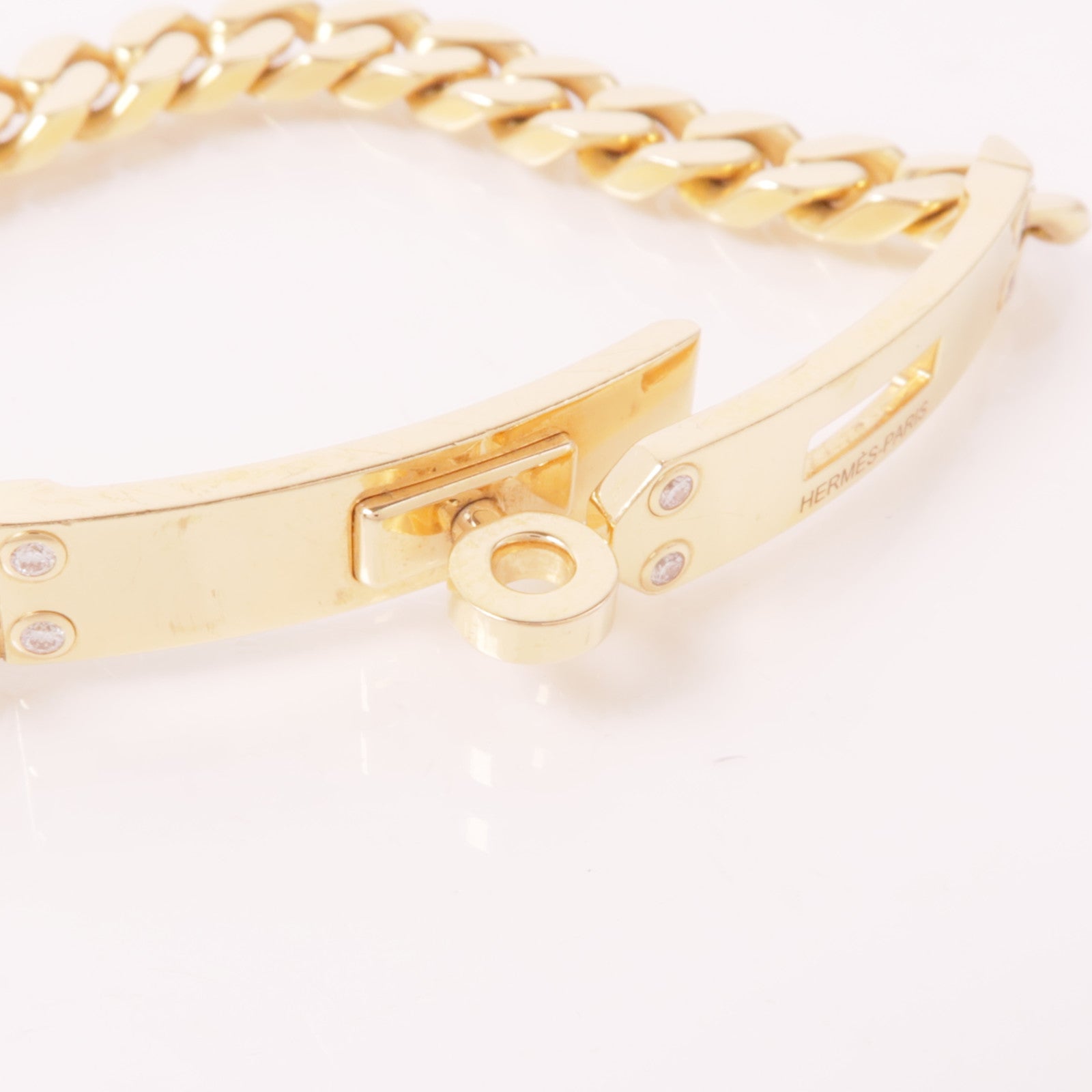 HERMES 18K玫瑰金Kelly Gourmette Bracelet鑽石手鏈