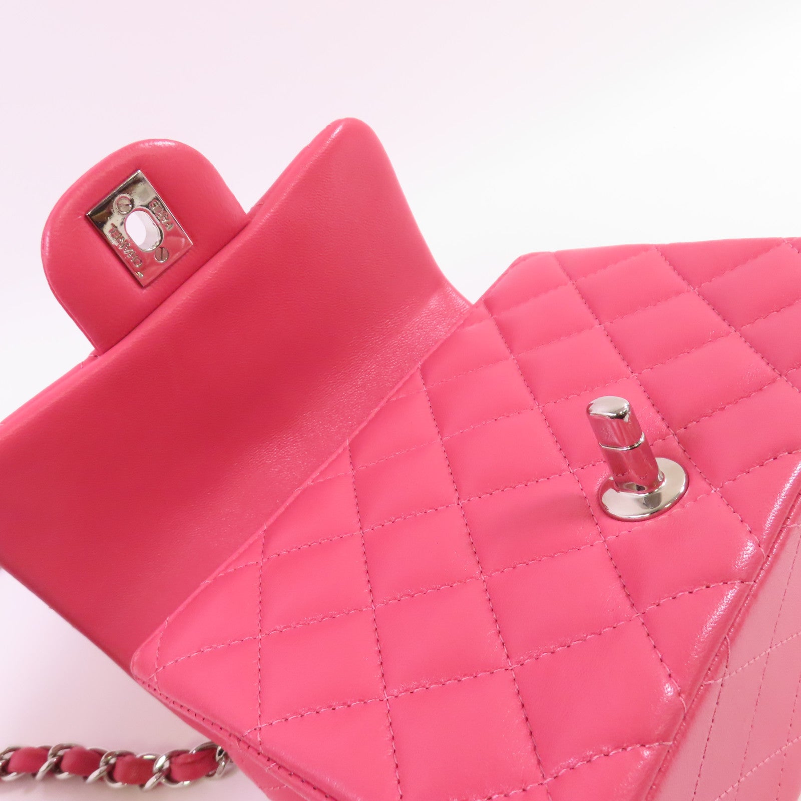 CHANEL CC SHW Mini Classic 17 Chain Shoulder Bag Lambskin Leather