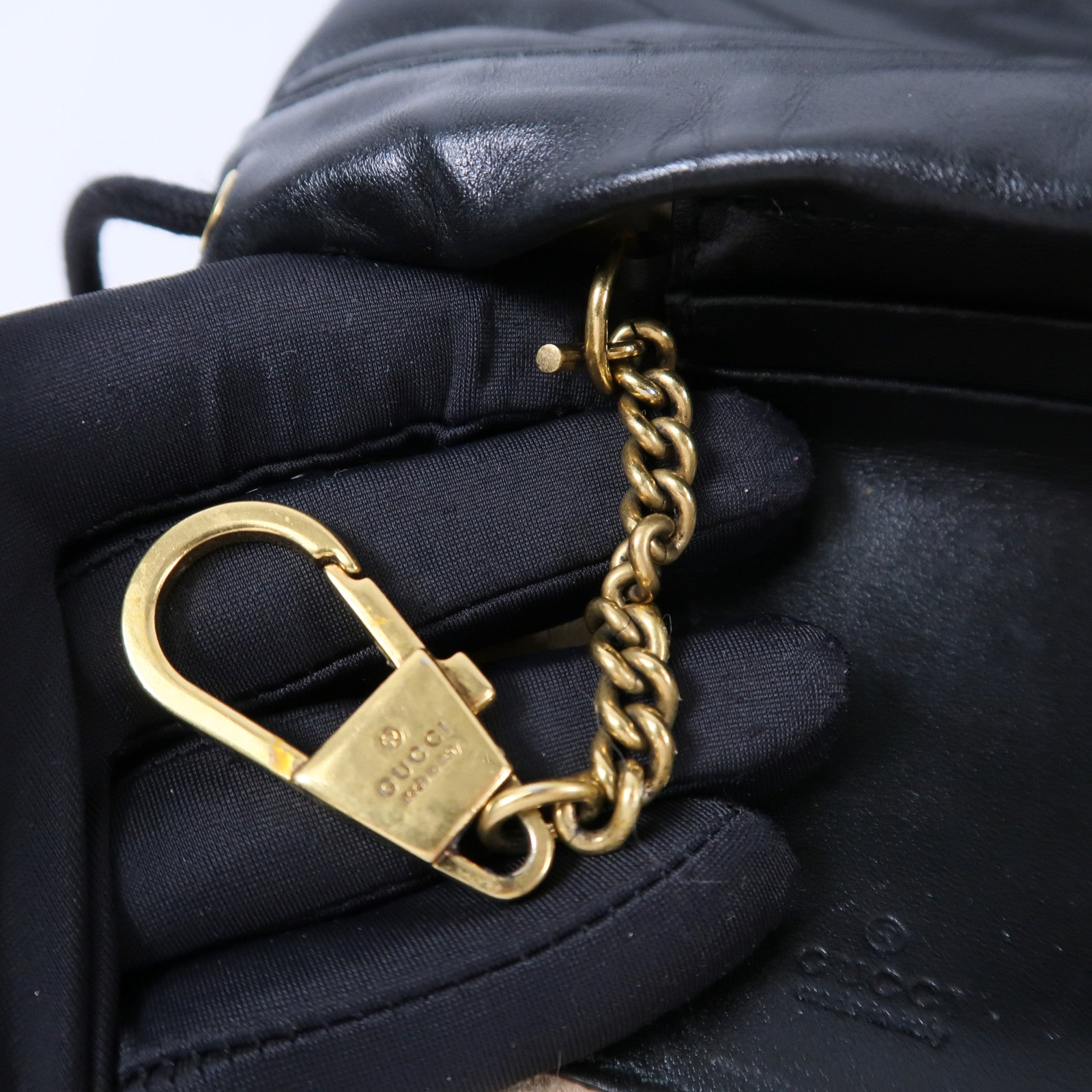 GUCCI 牛皮皮革GG Marmont Mini Bucket鏈帶肩背袋