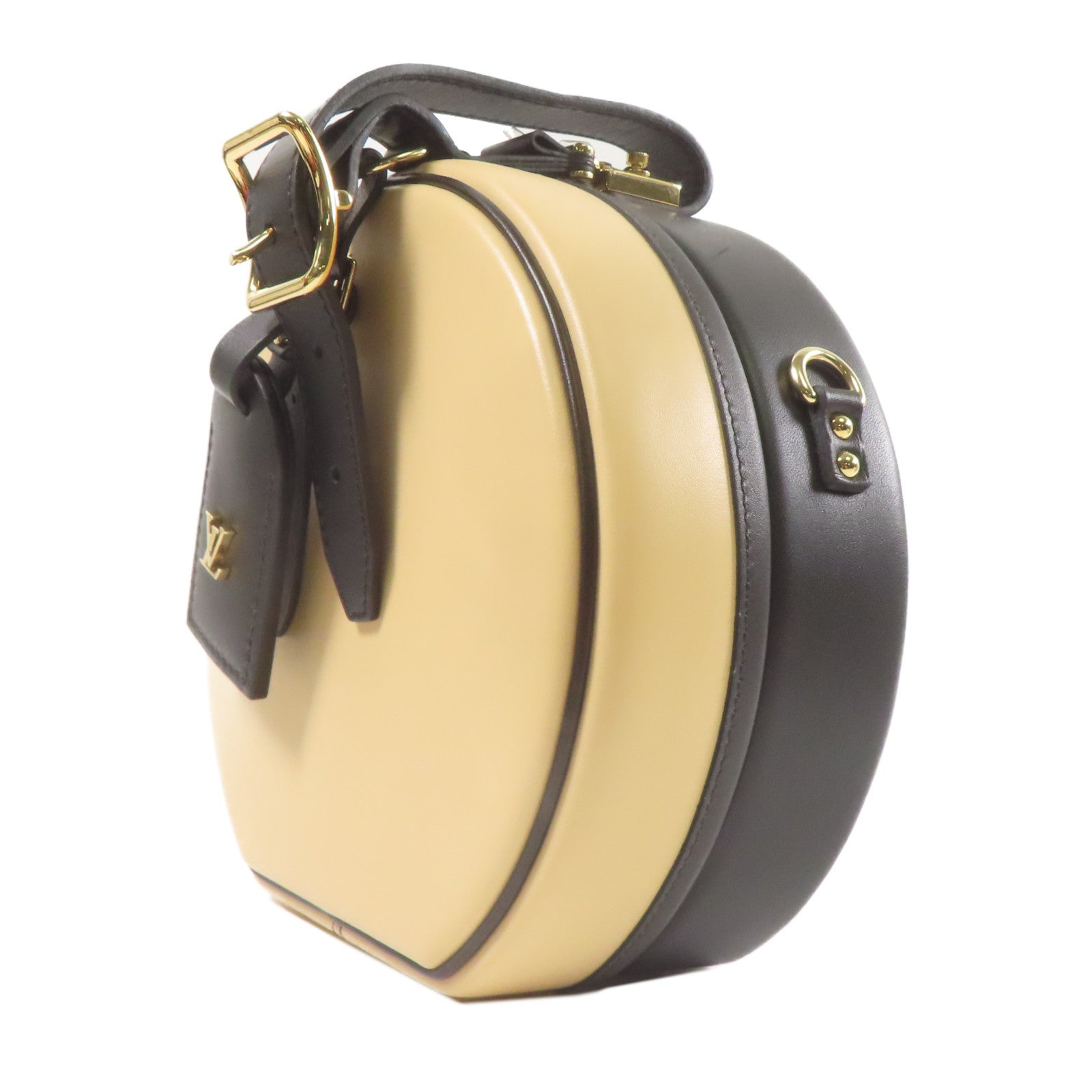 LOUIS VUITTON 牛皮皮革Petite Boite Chapeau金扣手挽肩背兩用袋啡色/黑色
