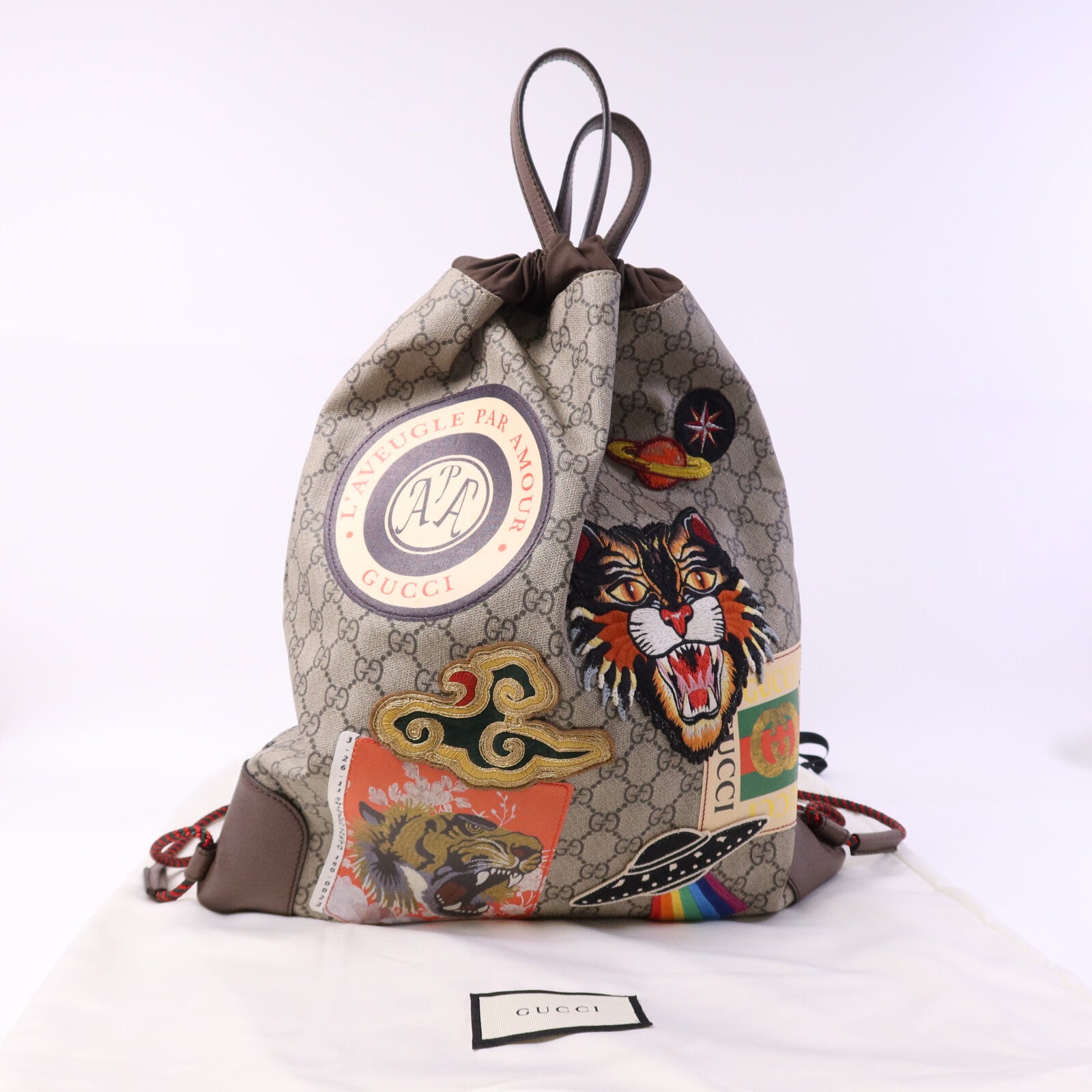 GUCCI 塗層帆布Supreme Courier Backpack金扣背包