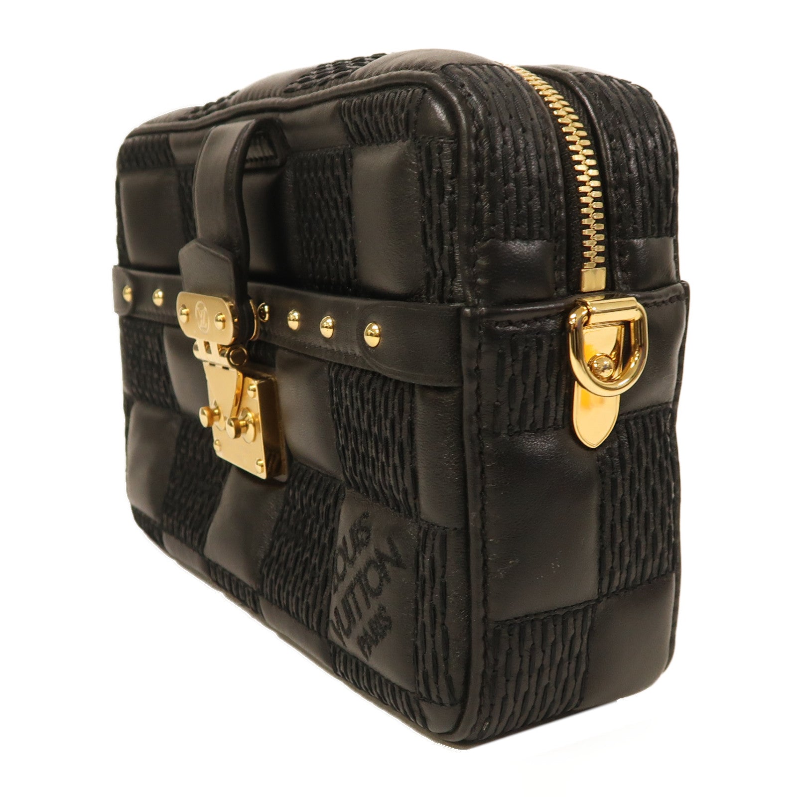 LOUIS VUITTON 羊皮皮革Troca PM金扣肩背袋黑色