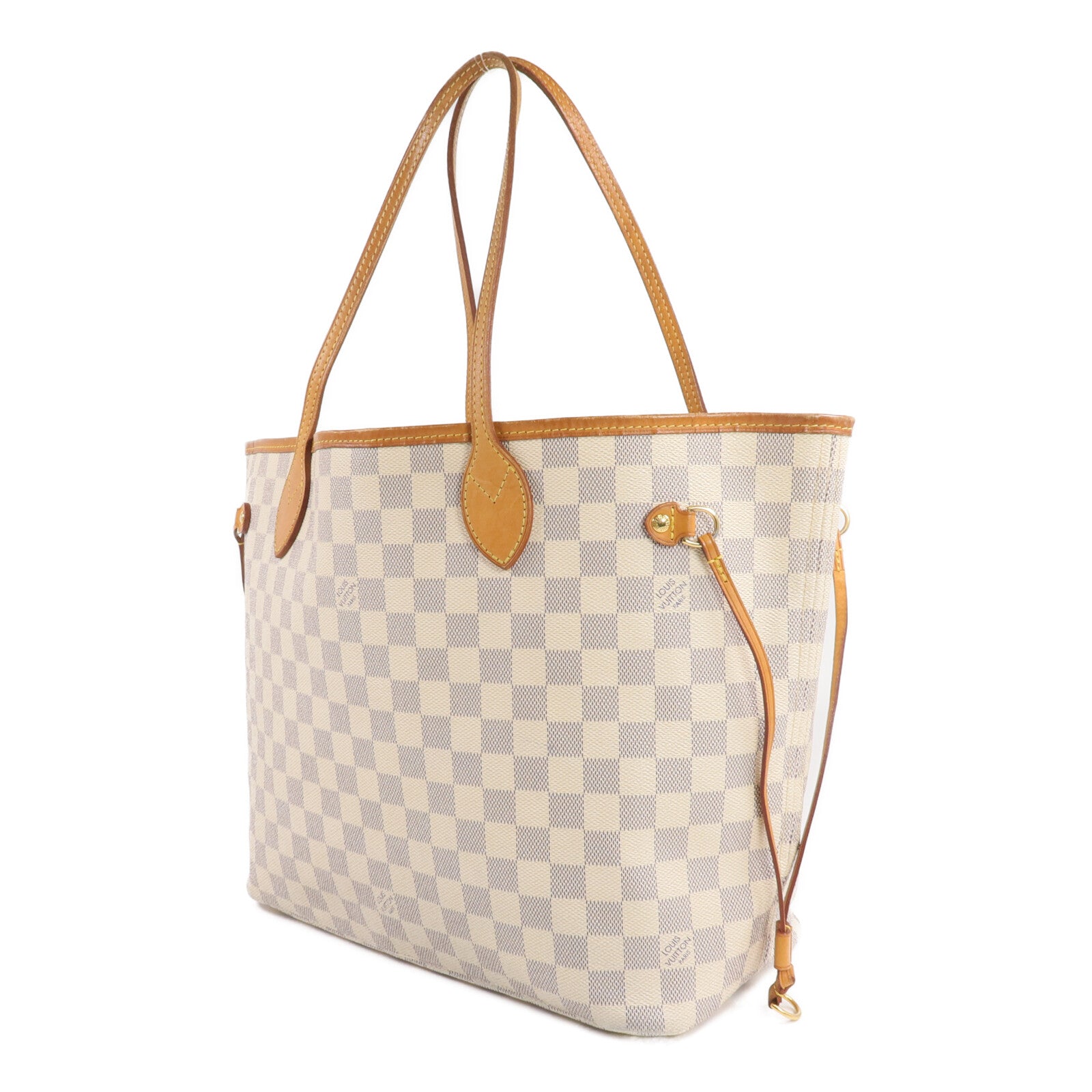 LOUIS VUITTON Damier Neverfull MM金扣手挽袋