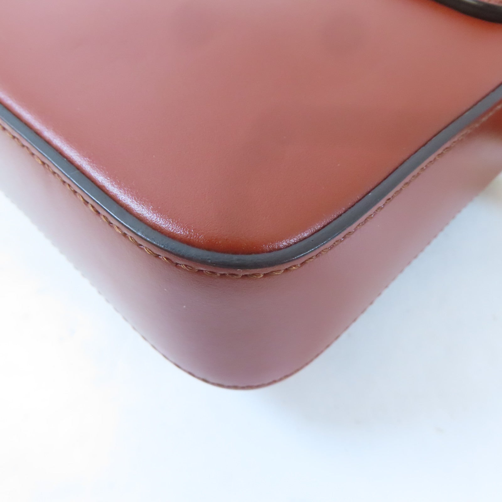 Chloe 牛皮皮革/麂皮皮革Mini C Bag金扣手挽肩背兩用袋啡紅色