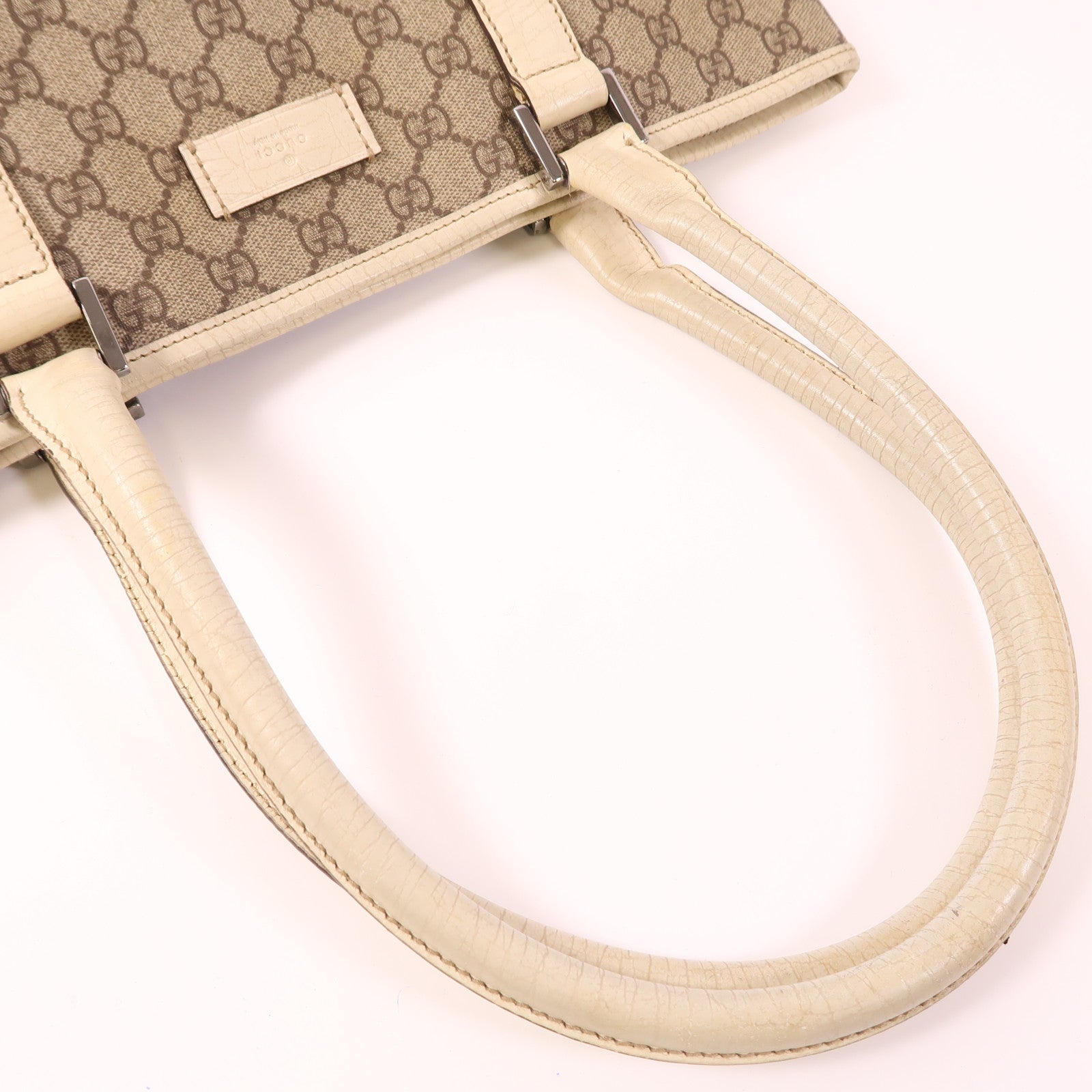 GUCCI 塗層帆布Shoulder Tote銀扣肩背袋/手挽袋
