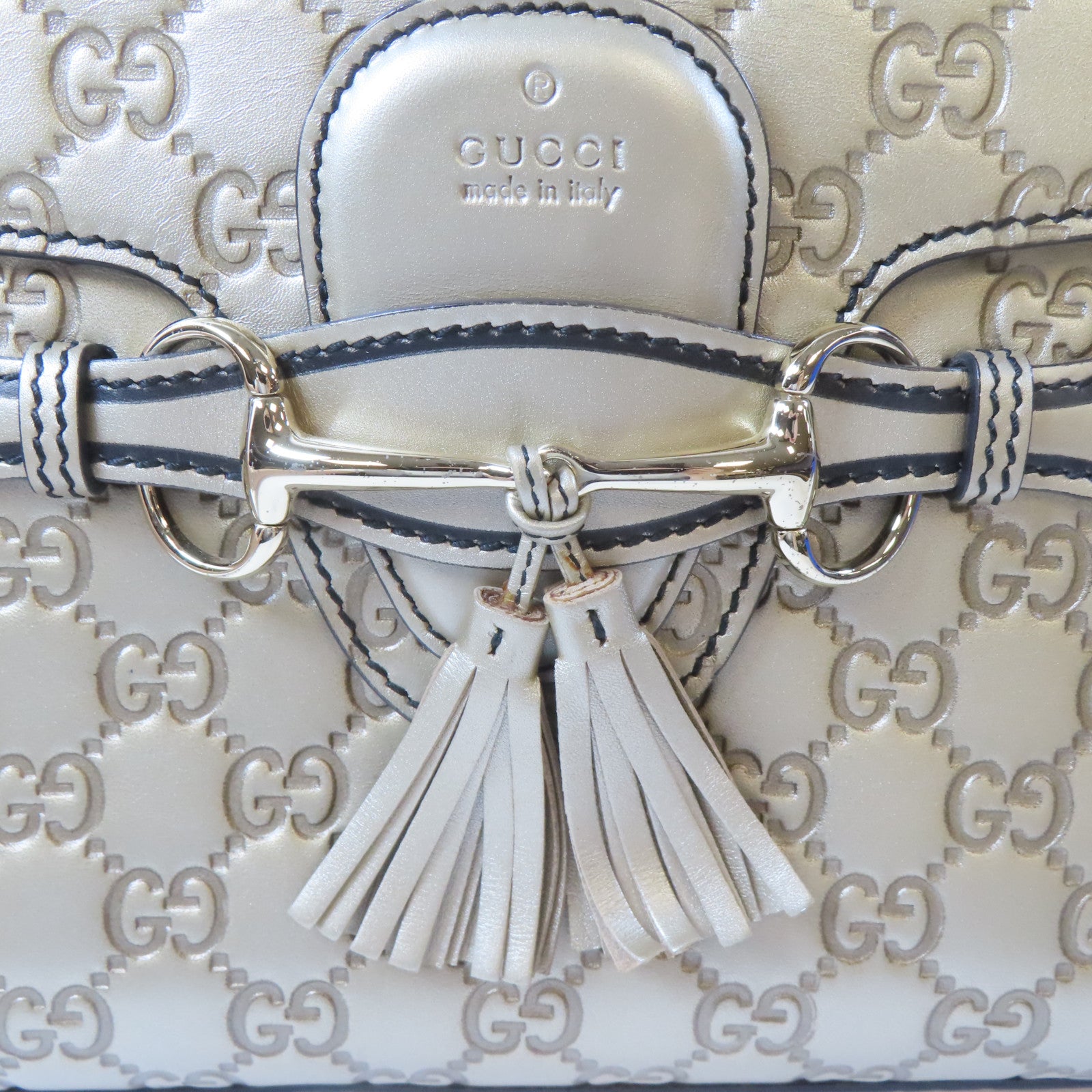 GUCCI 牛皮皮革Guccissima Chain Shoulder Bag金扣鏈帶肩背袋金色