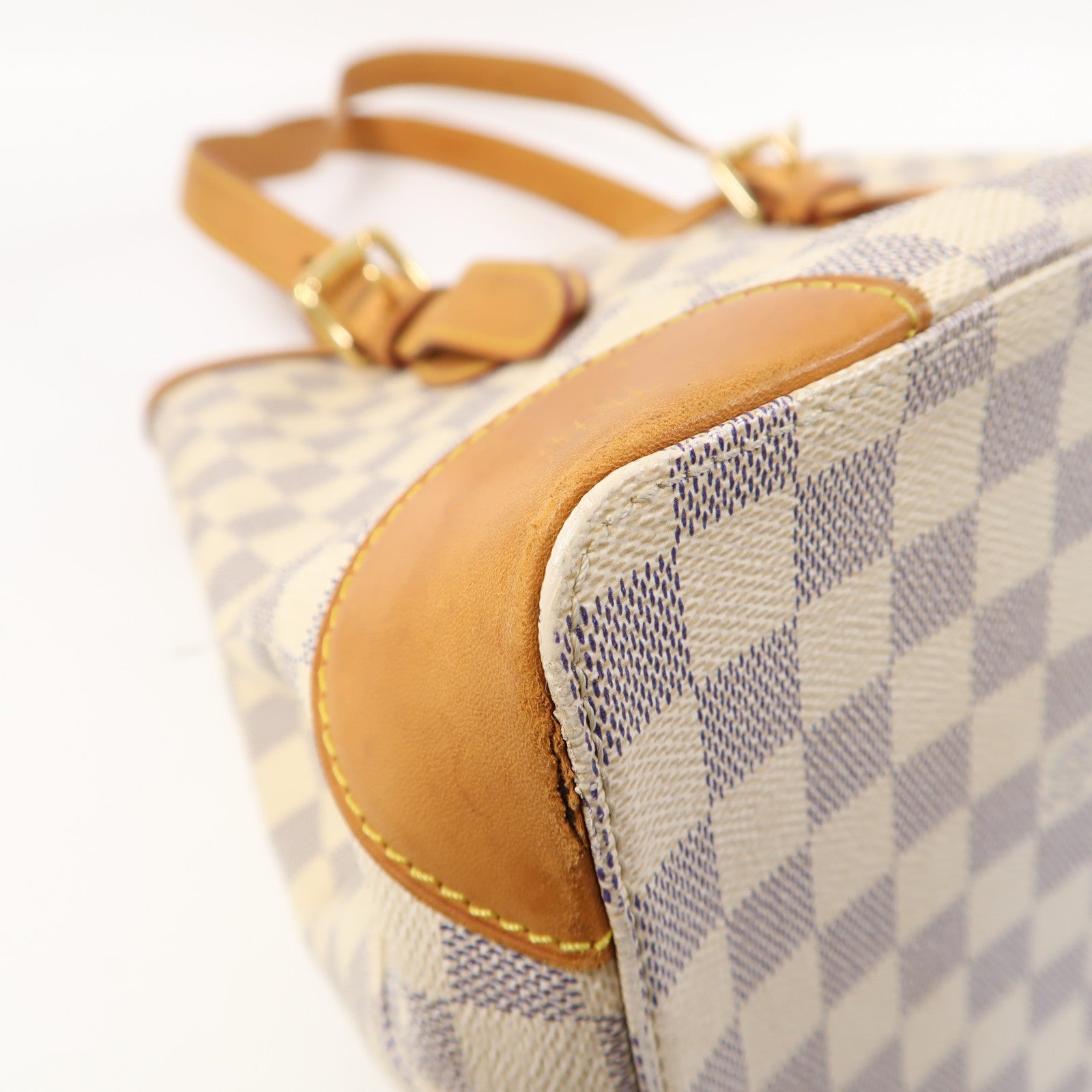 LOUIS VUITTON 【激減優惠】Damier Azur Hampstead MM金扣肩背袋白色/藍色