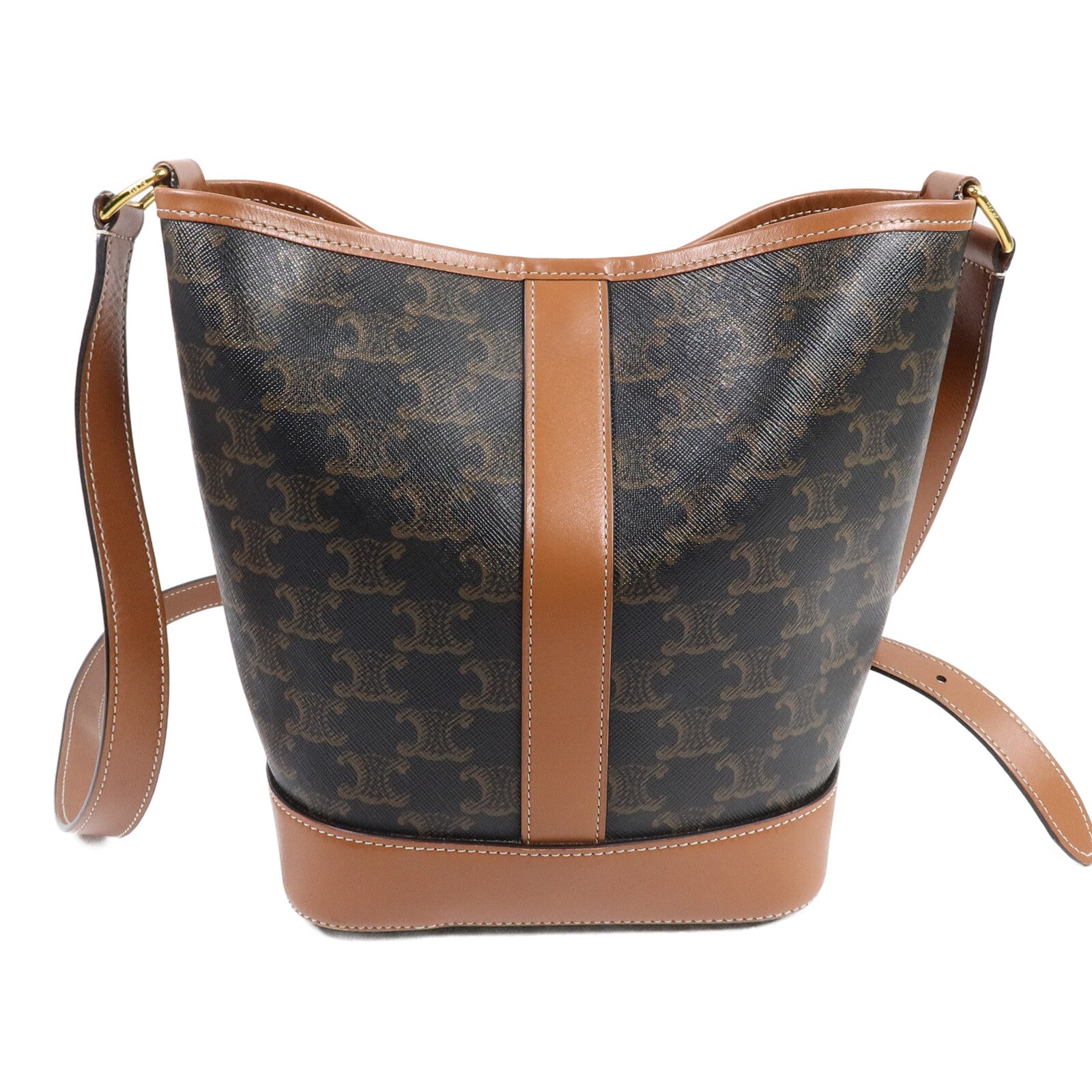 CELINE 塗層帆布Triomphe Small Bucket Bag肩背袋