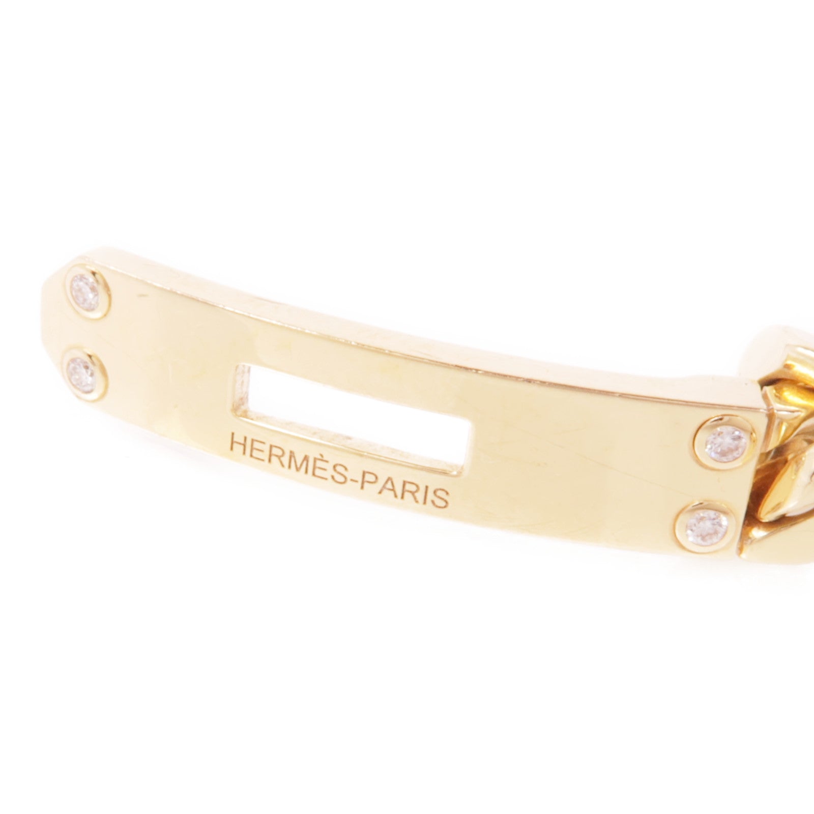 HERMES 18K玫瑰金Kelly Gourmette Bracelet鑽石手鏈