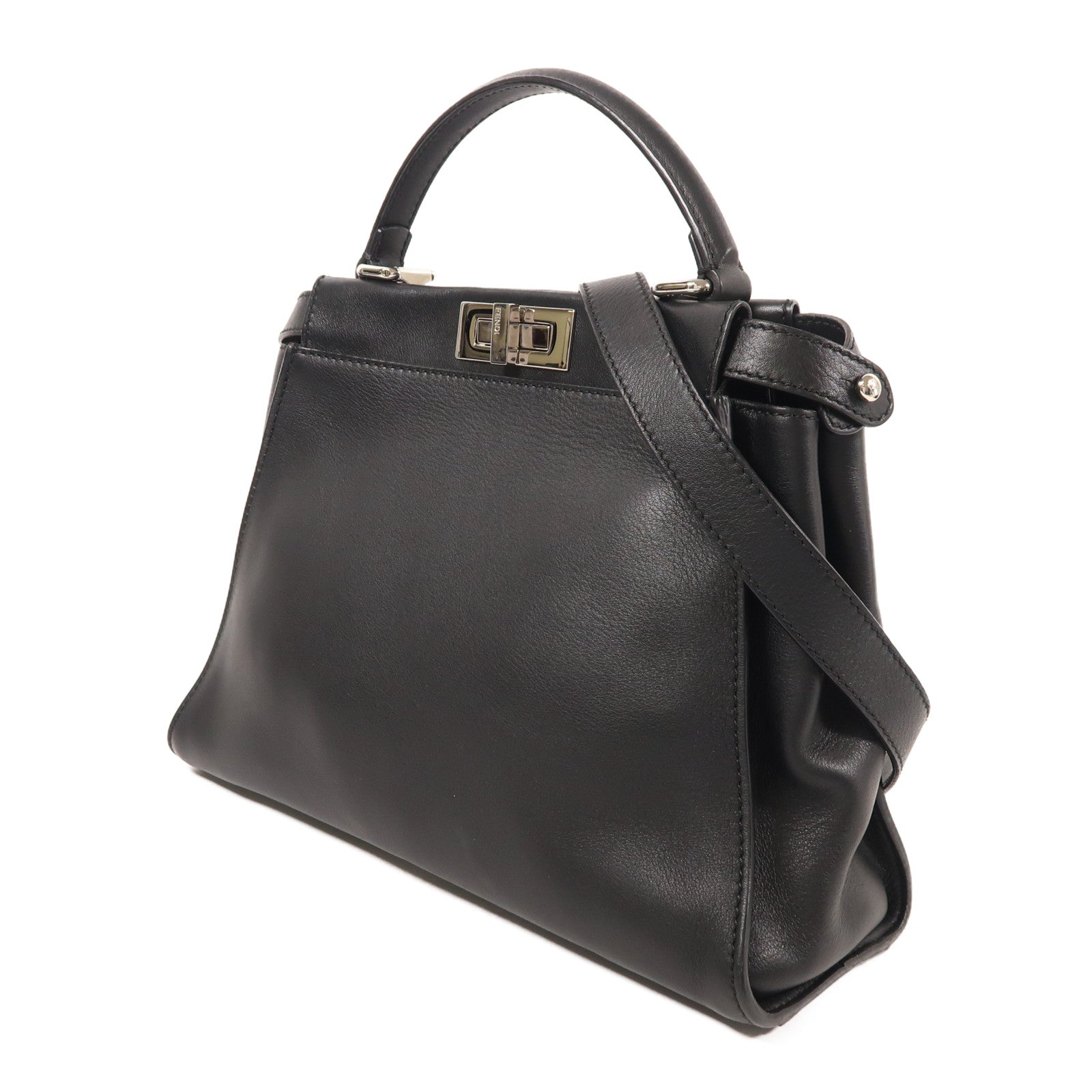 FENDI 牛皮/蛇皮皮革Peekaboo銀扣手挽肩背兩用袋