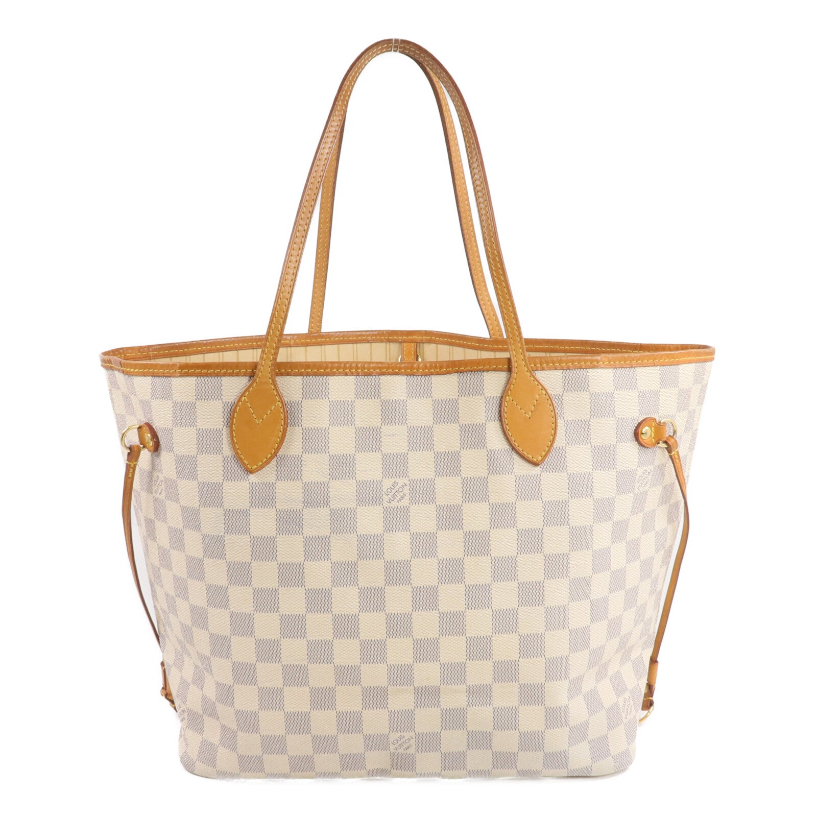 LOUIS VUITTON Damier Neverfull MM金扣手挽袋