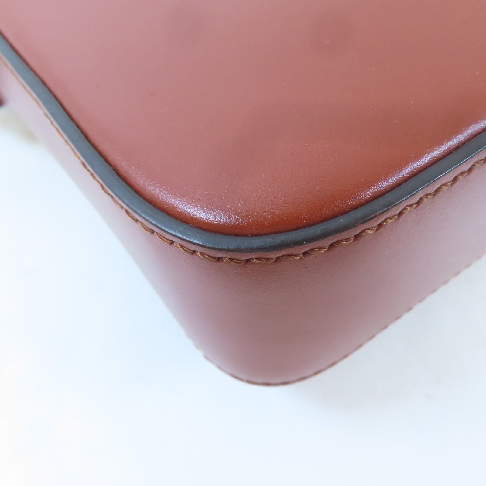 Chloe 牛皮皮革/麂皮皮革Mini C Bag金扣手挽肩背兩用袋啡紅色
