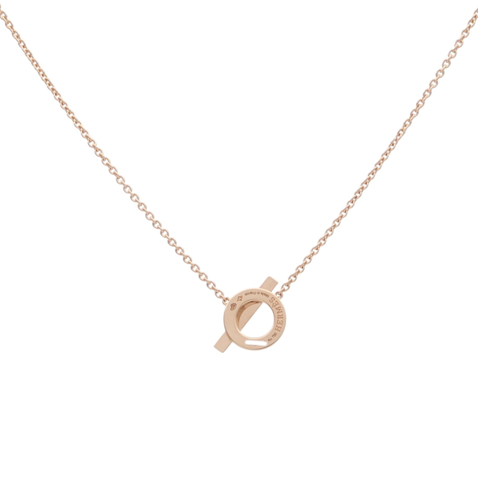 HERMES 18K玫瑰金Finesse Pendant鑽石項鍊