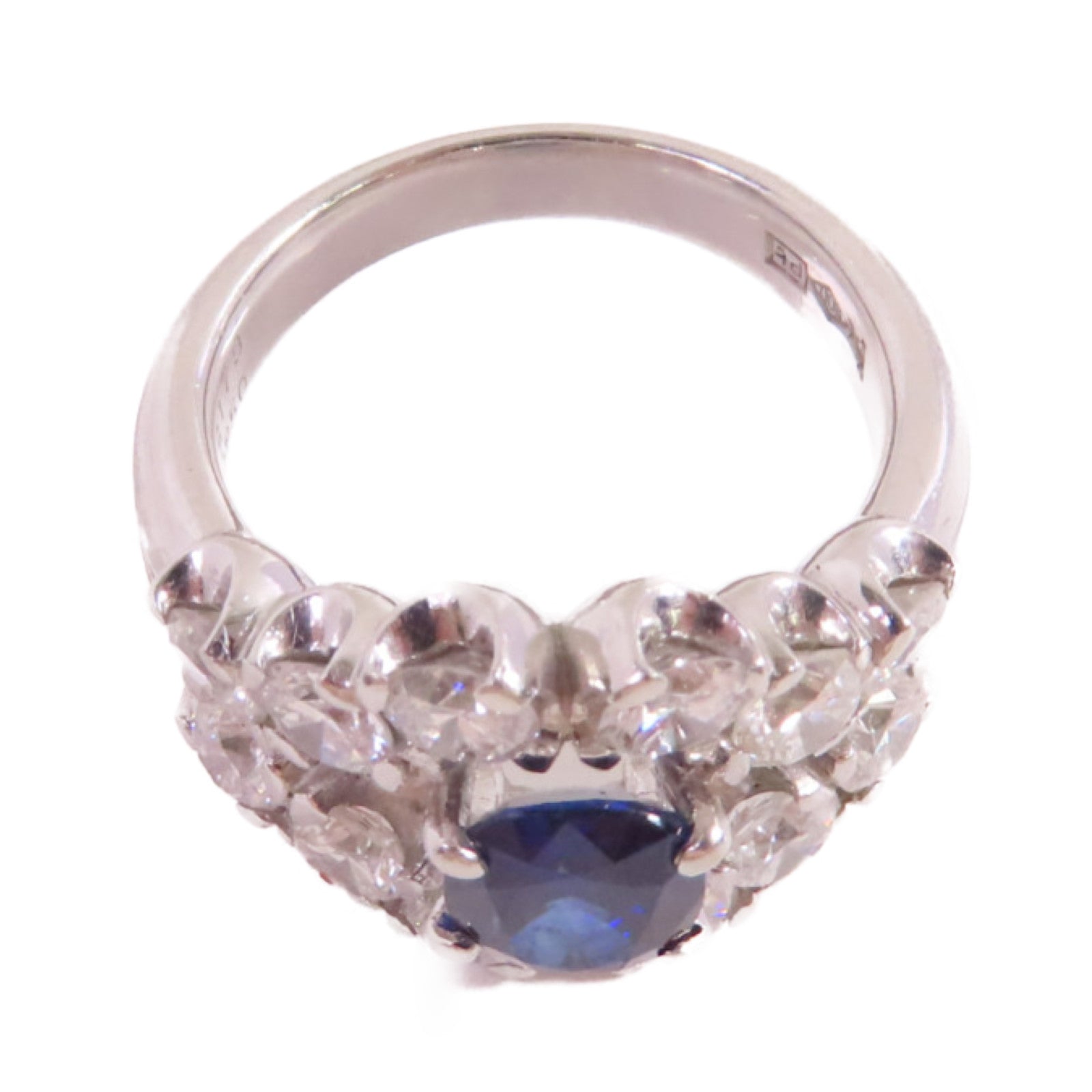 JEWELRY 【激減優惠】PT900鉑金/1.79ct藍寶石/2.50ct鑚石Sapphire Diamond Ring戒指US#7.5