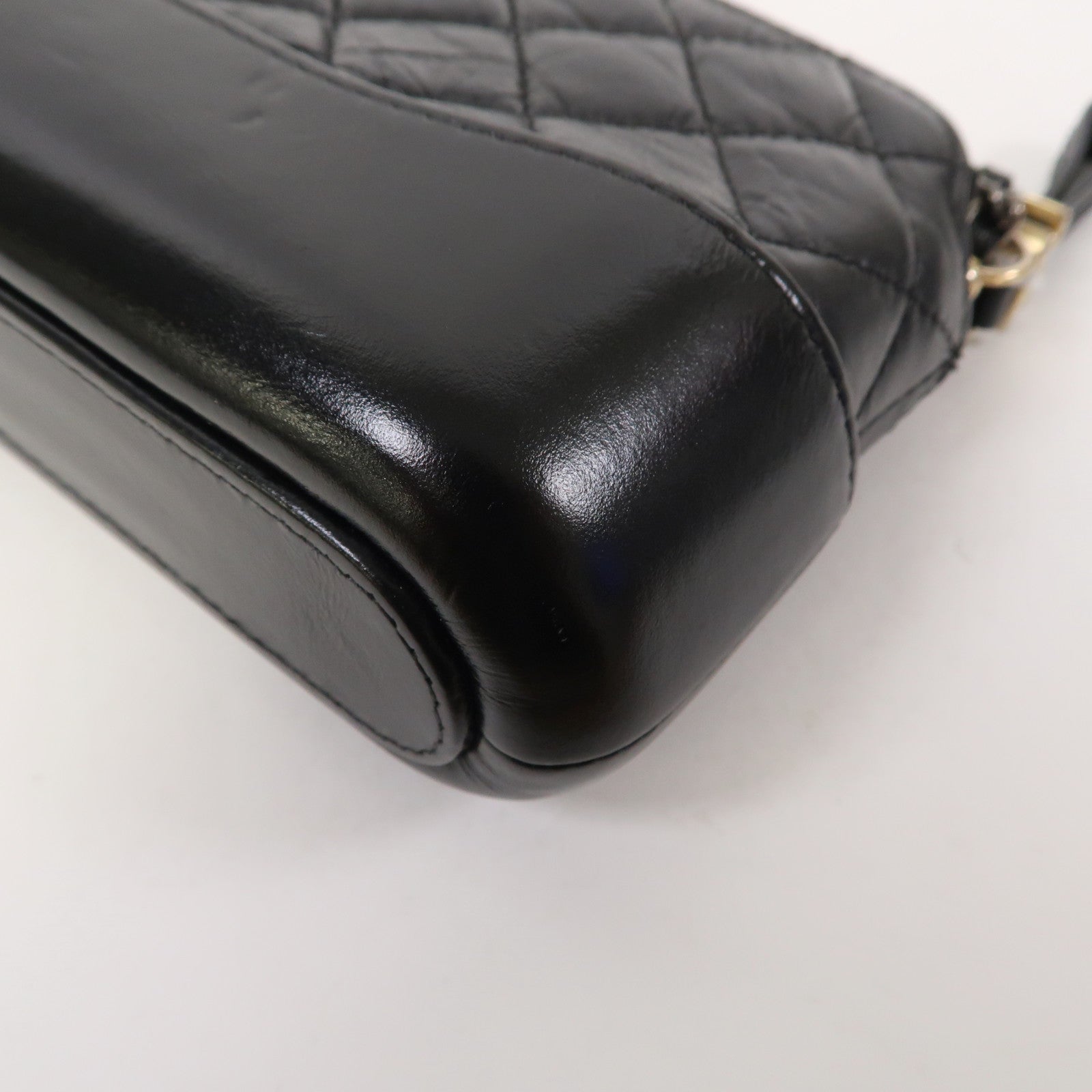 CHANEL 菱格皮革Gabrielle Clutch With Chain鏈帶肩背袋黑色